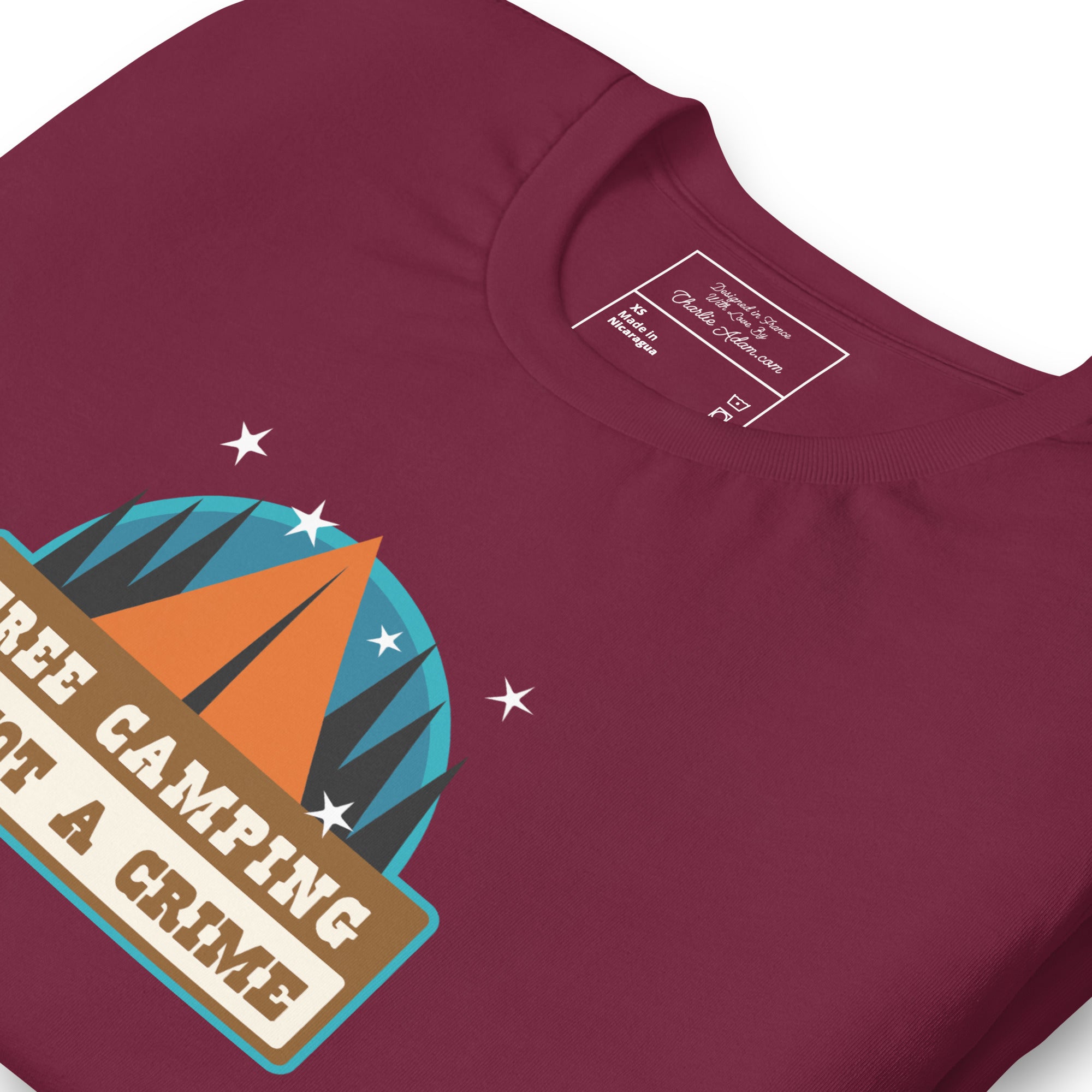 Unisex cotton t-shirt Free Camping is not a Crime on dark colors