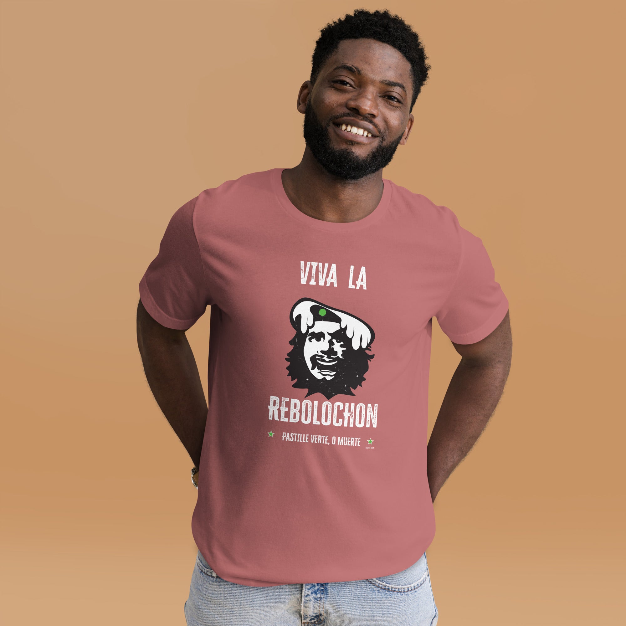 Unisex cotton t-shirt Viva la Rebolochon on bright colors