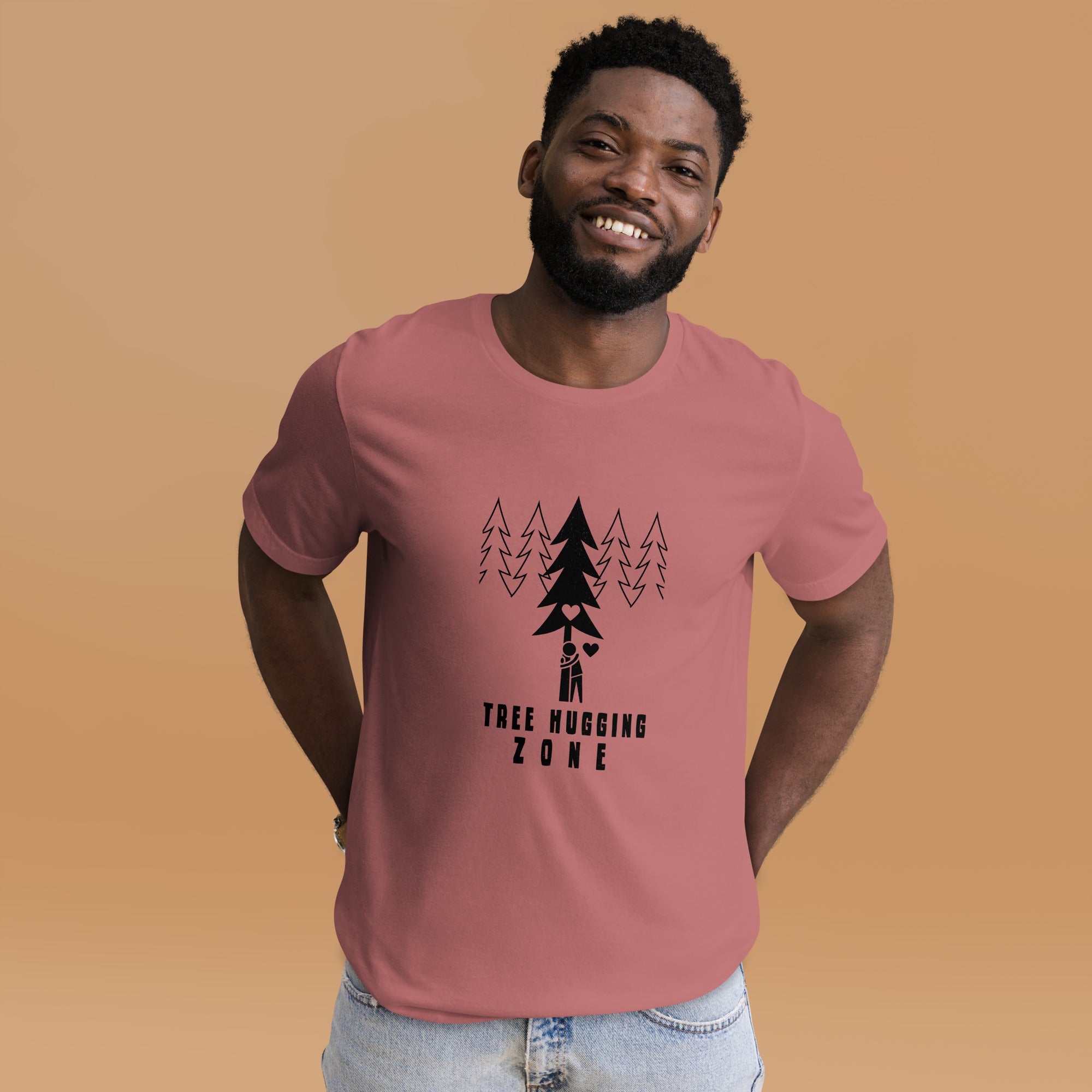 Unisex cotton t-shirt Tree hugging zone on bright colors