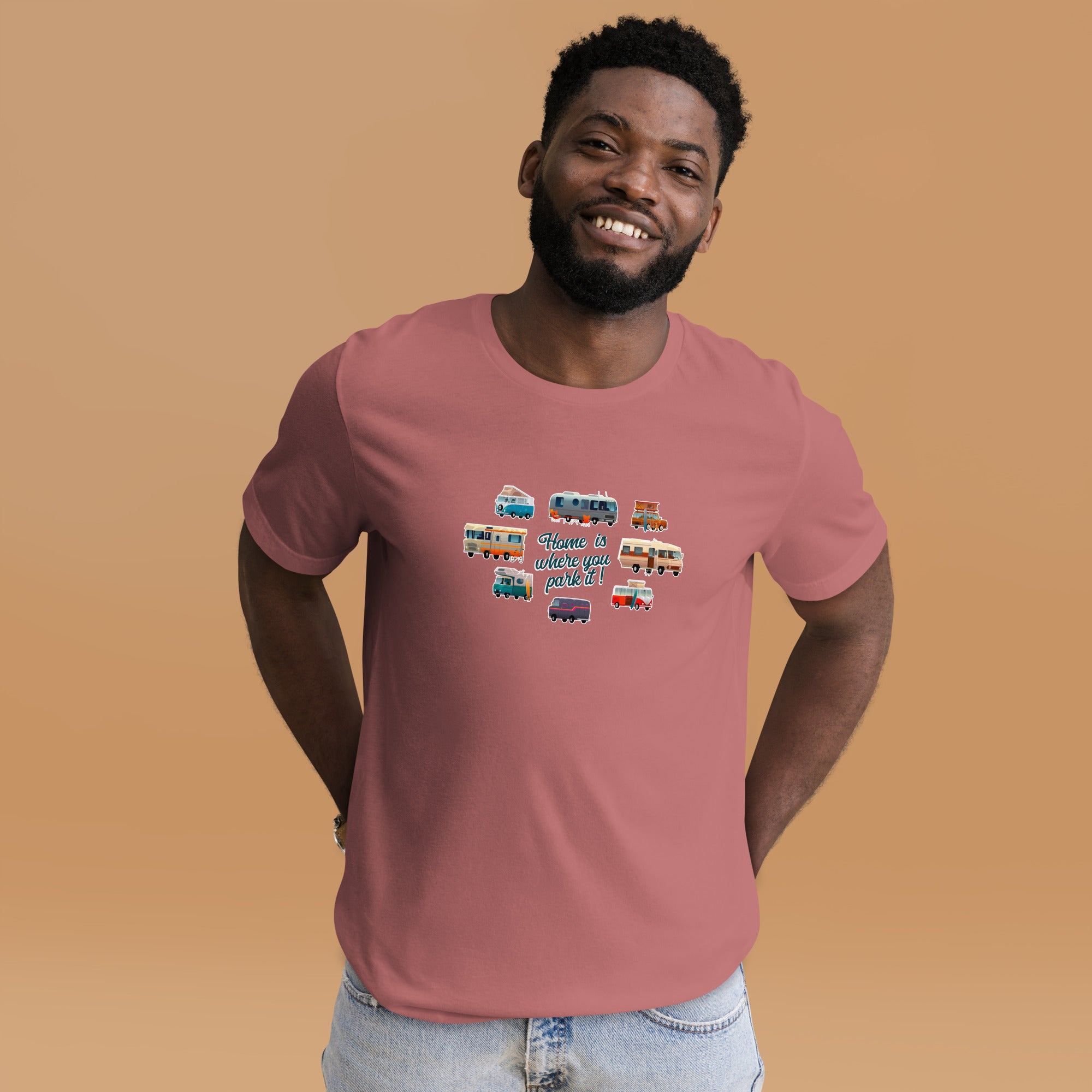 Unisex t-shirt Square Vintage Campers on bright colors