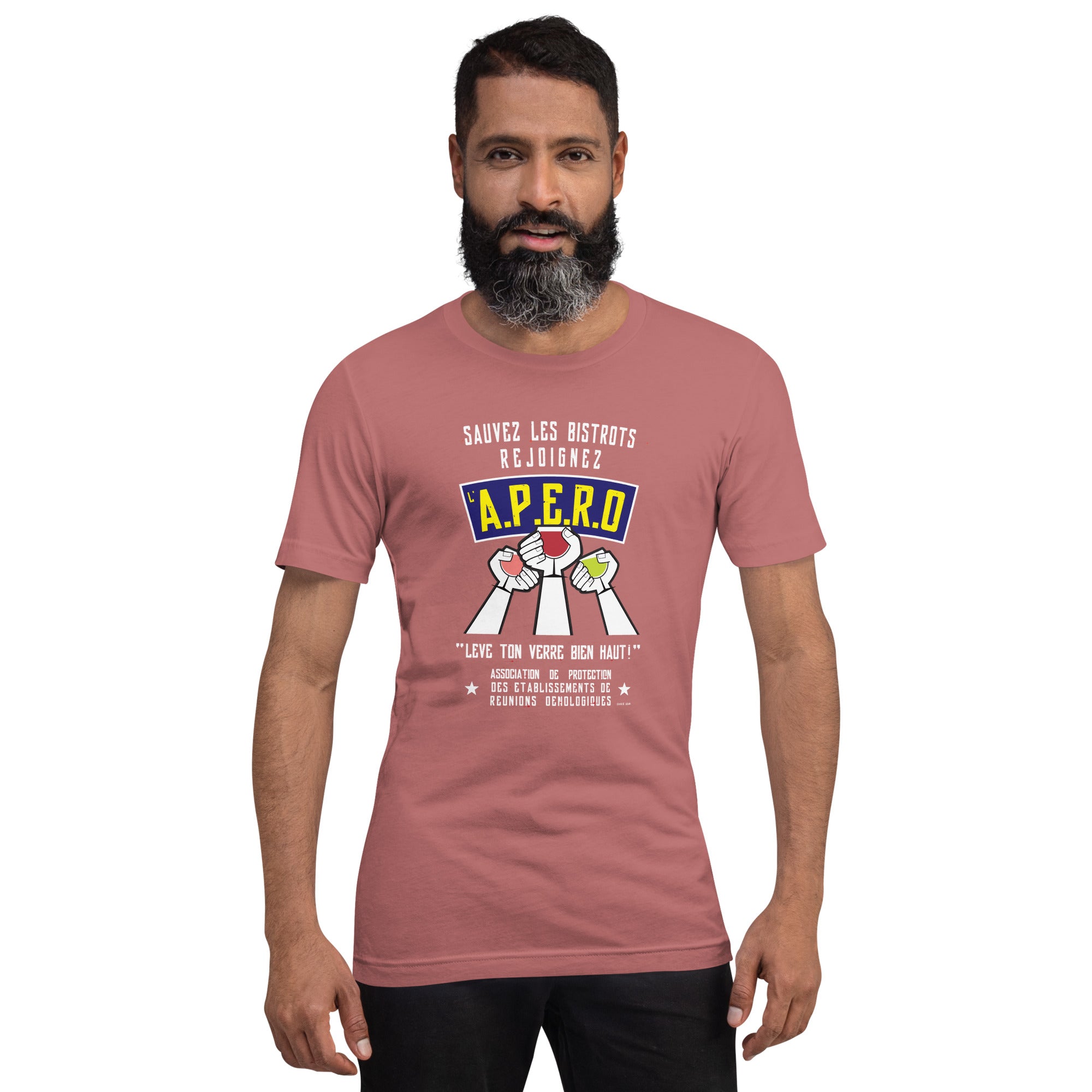 T-shirt en coton unisexe Sauvez les Bistrots, rejoignez l'Apéro sur couleurs vives