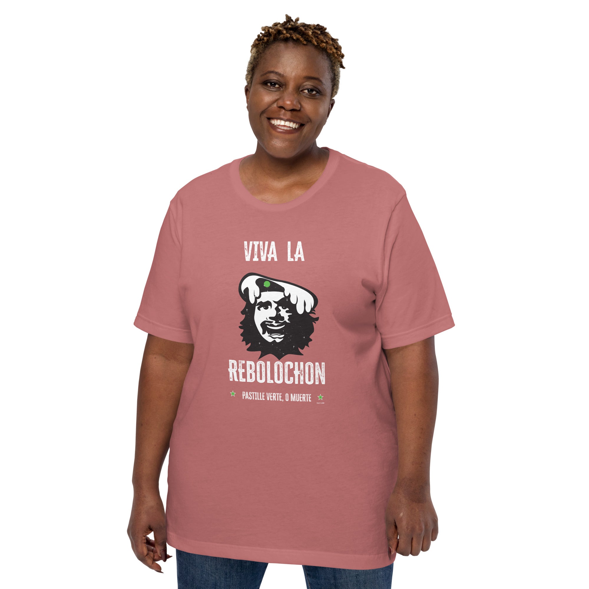 Unisex cotton t-shirt Viva la Rebolochon on bright colors