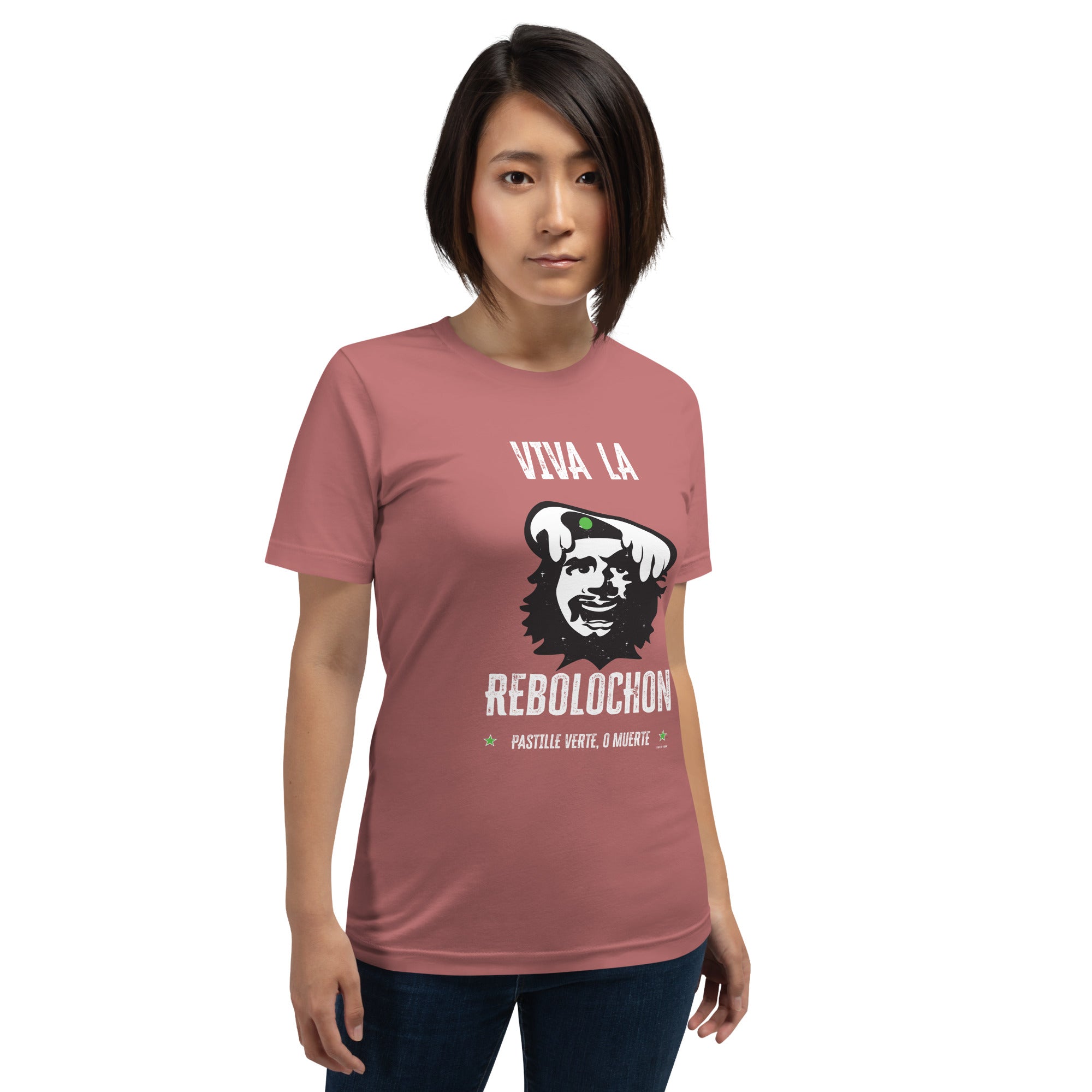 Unisex cotton t-shirt Viva la Rebolochon on bright colors