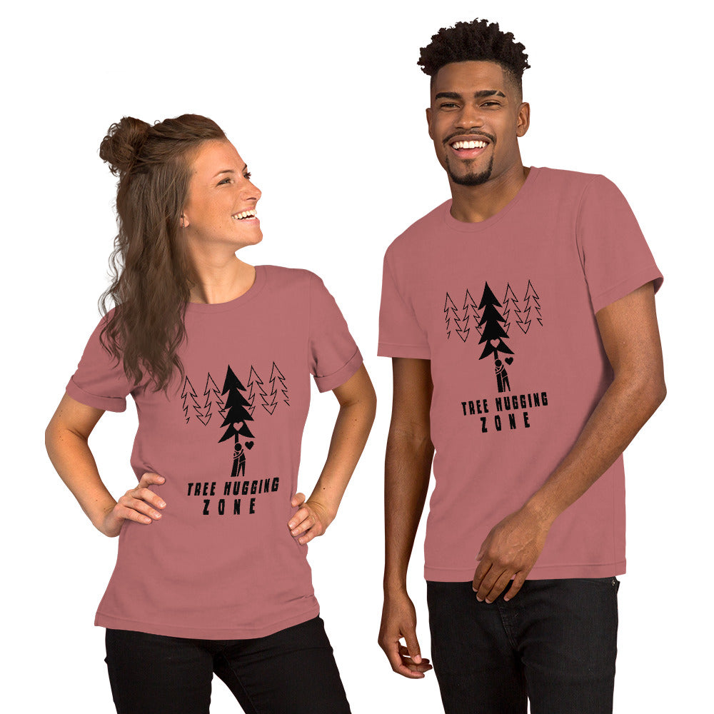 Unisex cotton t-shirt Tree hugging zone on bright colors