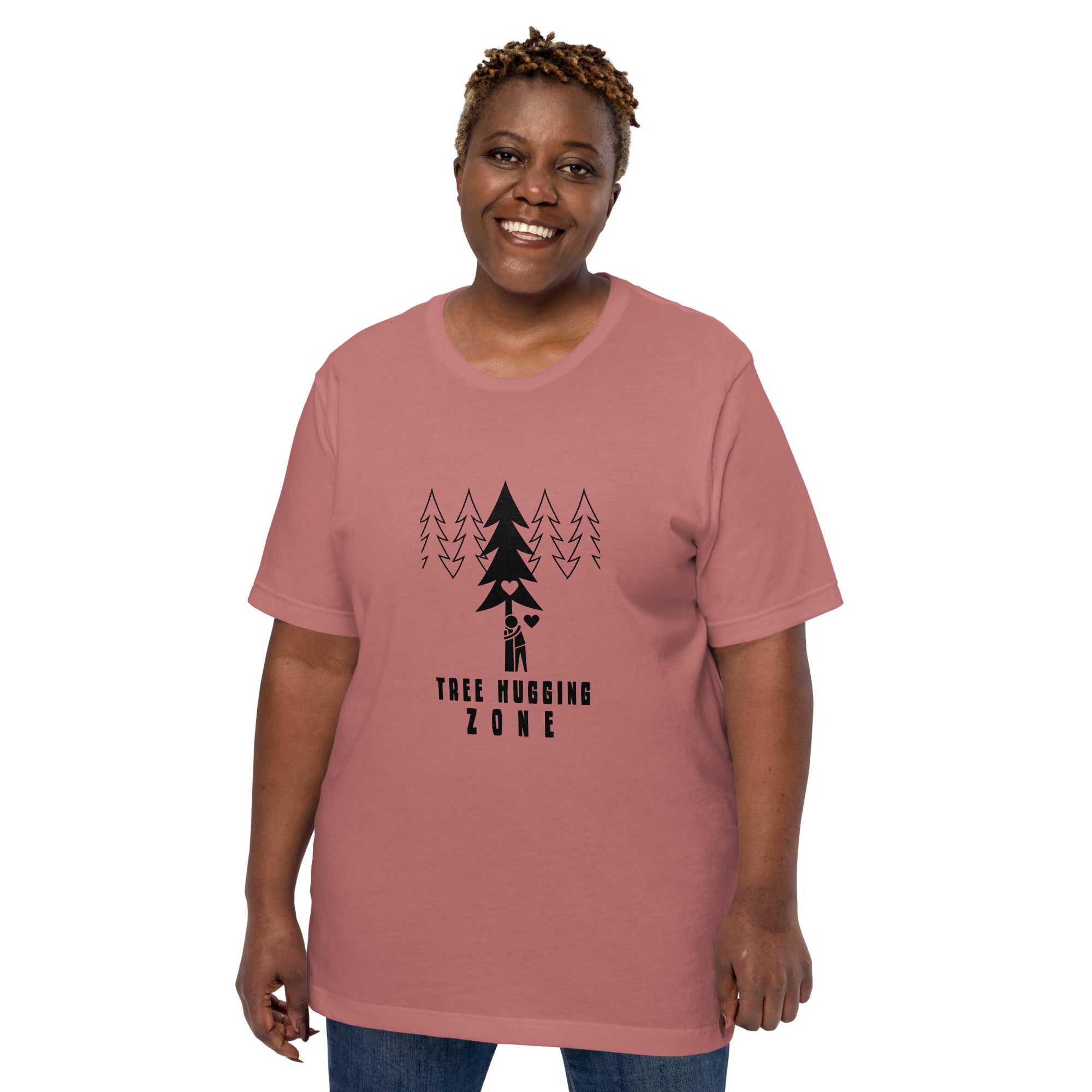 Unisex cotton t-shirt Tree hugging zone on bright colors