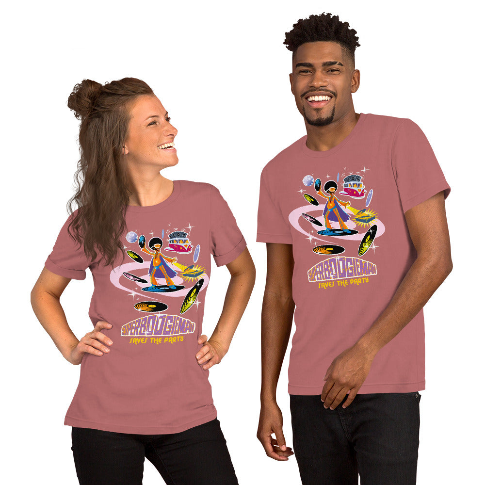 Unisex cotton t-shirt Superboogieman saves the Party on bright colors