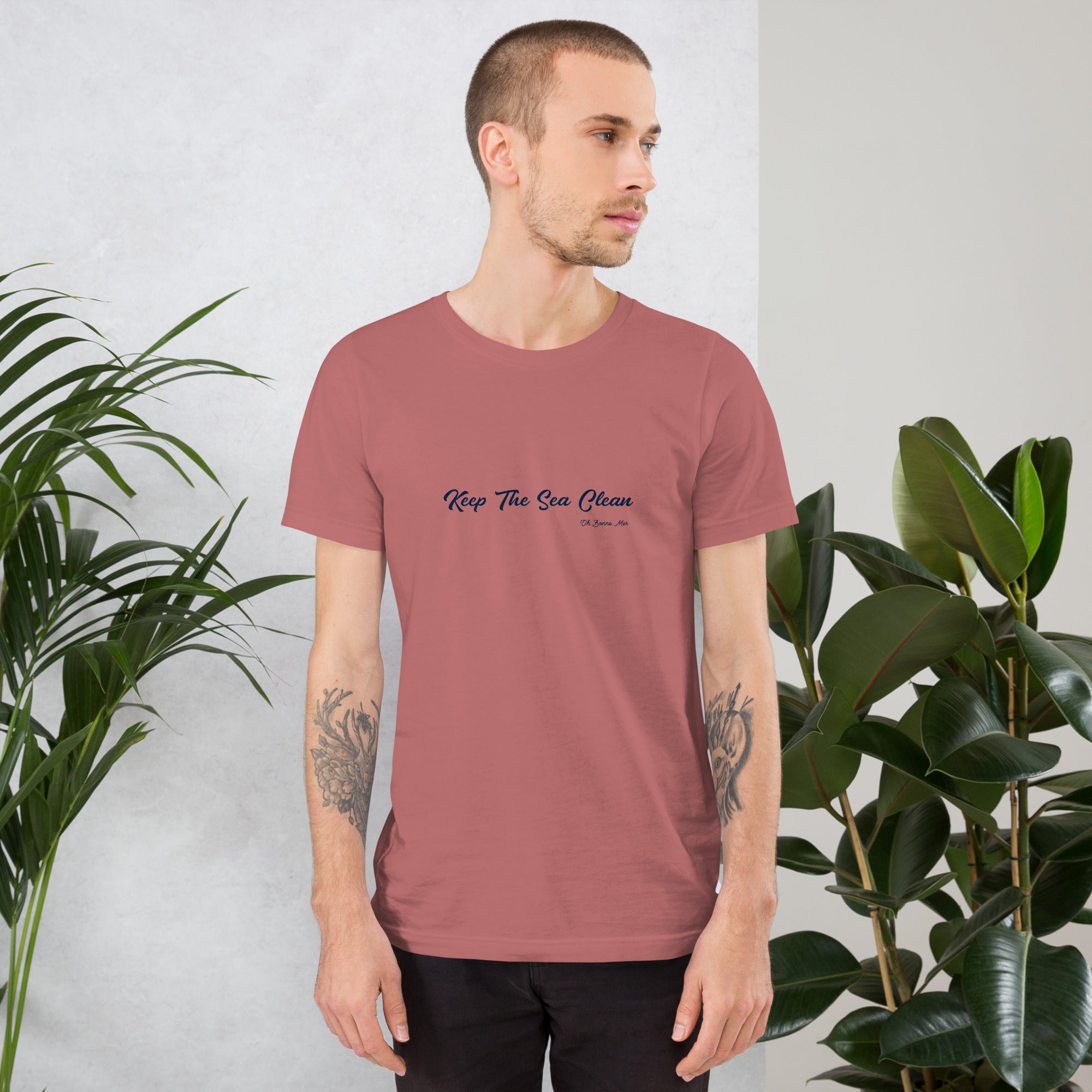 T-shirt en coton unisexe Keep The Sea Clean Navy sur couleurs vives