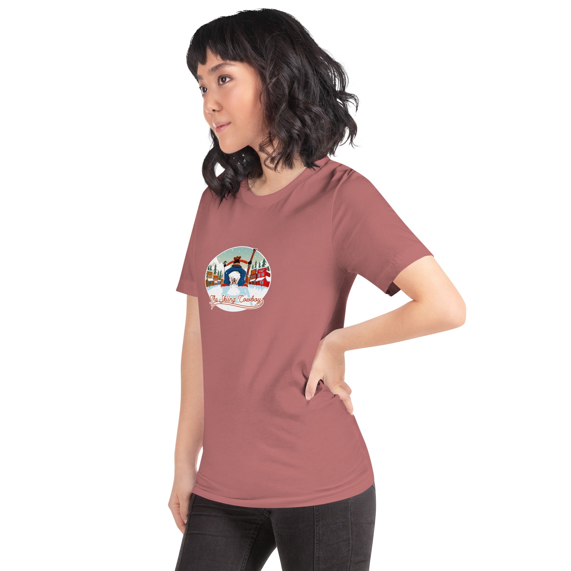 Unisex cotton t-shirt Ski Fight at OK Corral on bright colors