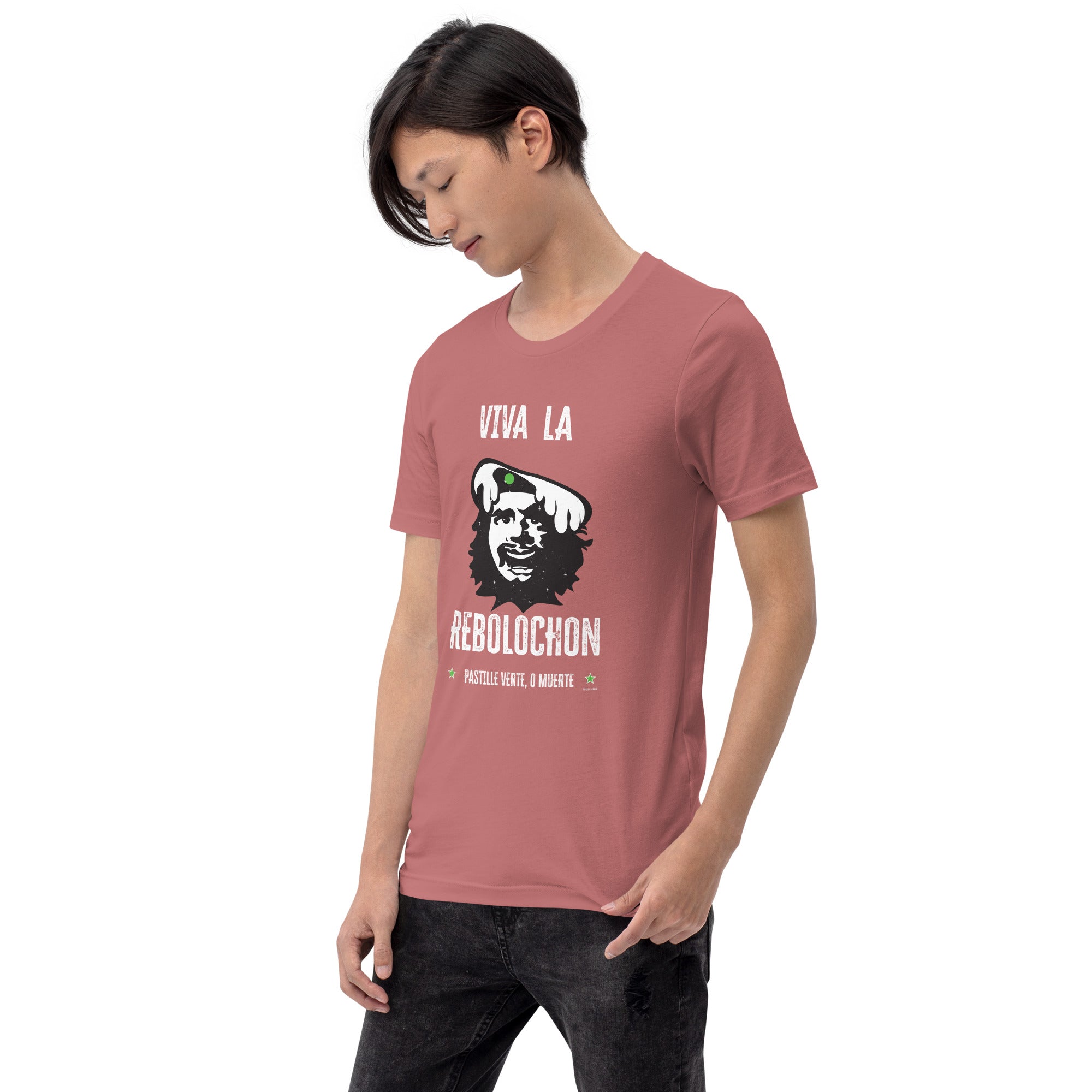 Unisex cotton t-shirt Viva la Rebolochon on bright colors