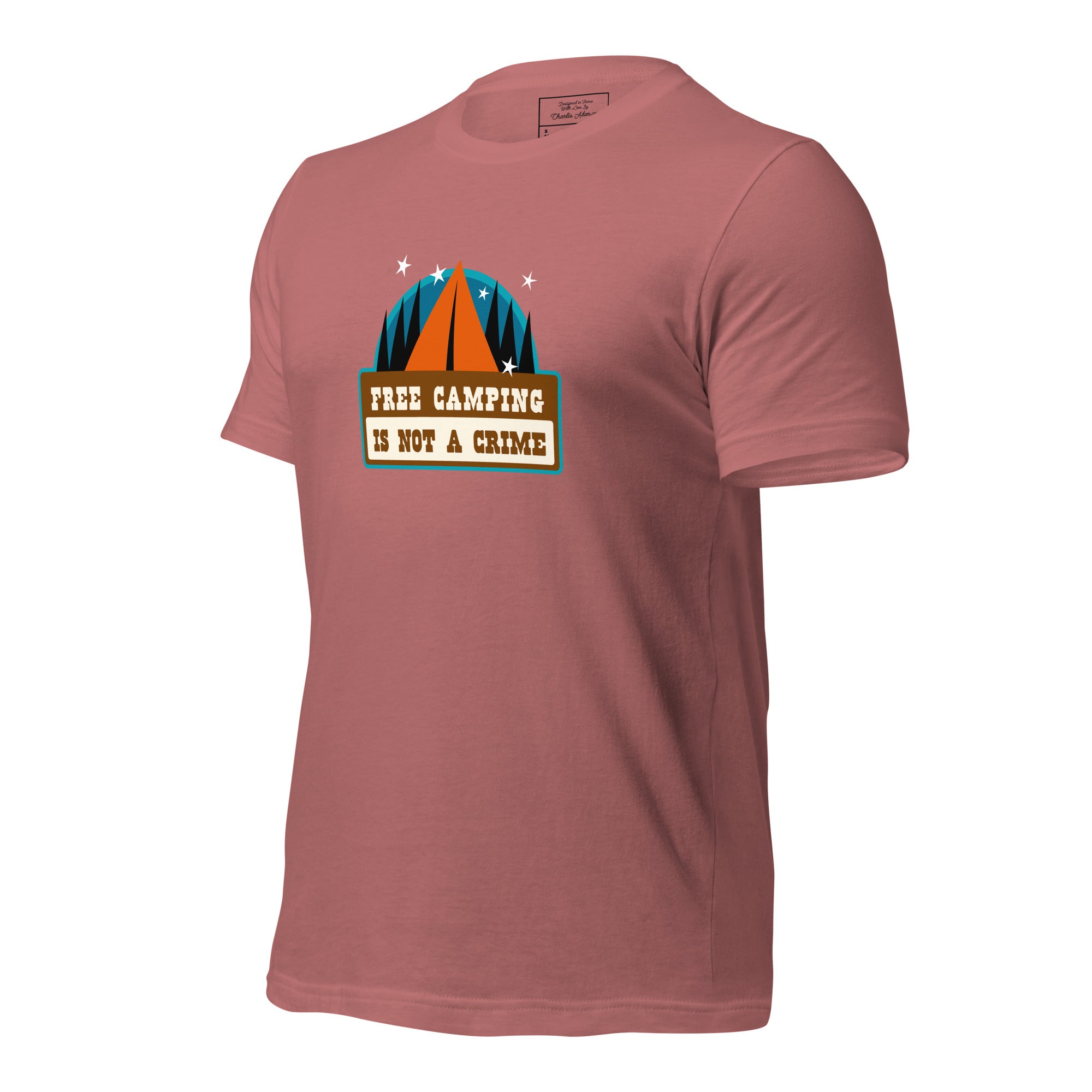 Unisex cotton t-shirt Free Camping is not a Crime on bright colors