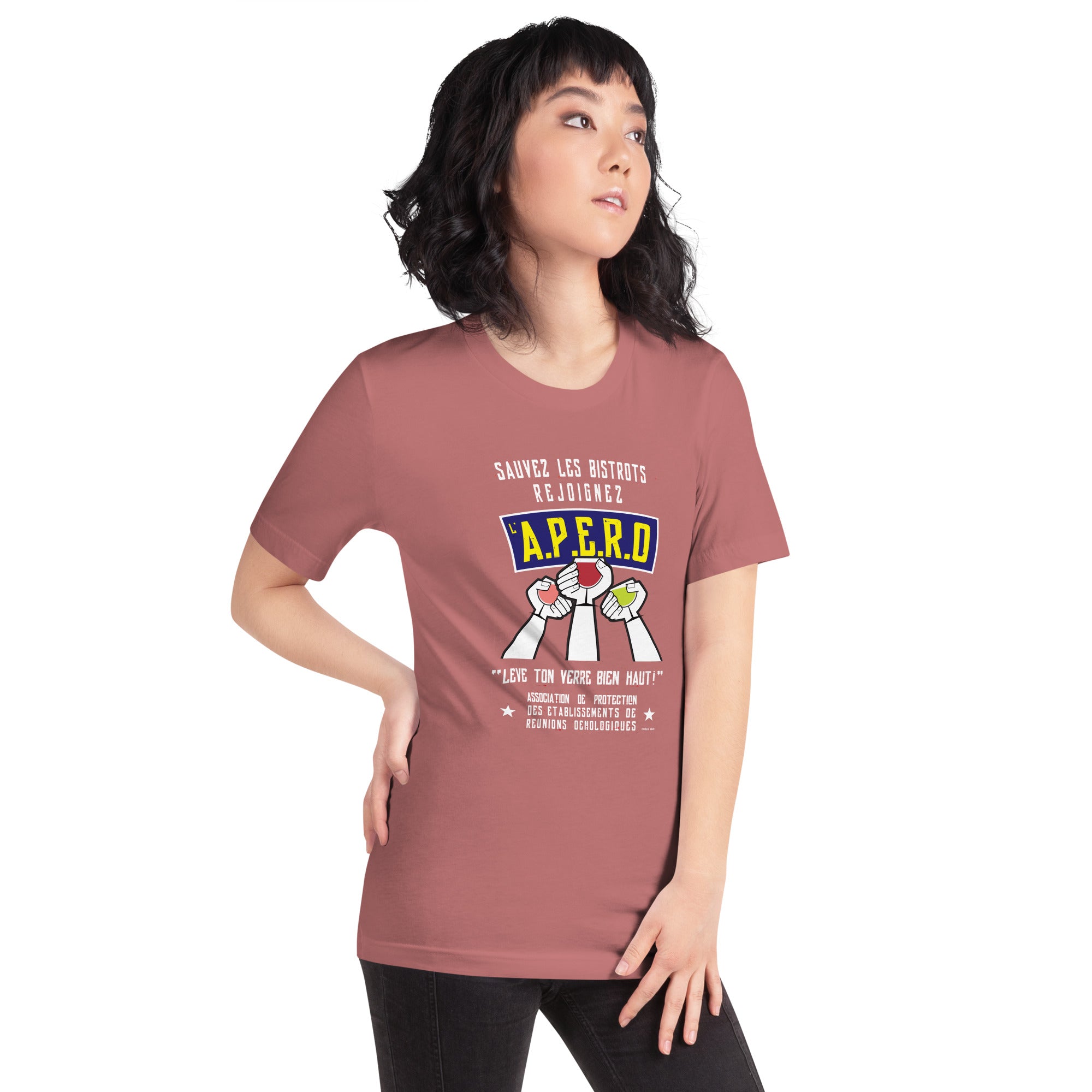 T-shirt en coton unisexe Sauvez les Bistrots, rejoignez l'Apéro sur couleurs vives