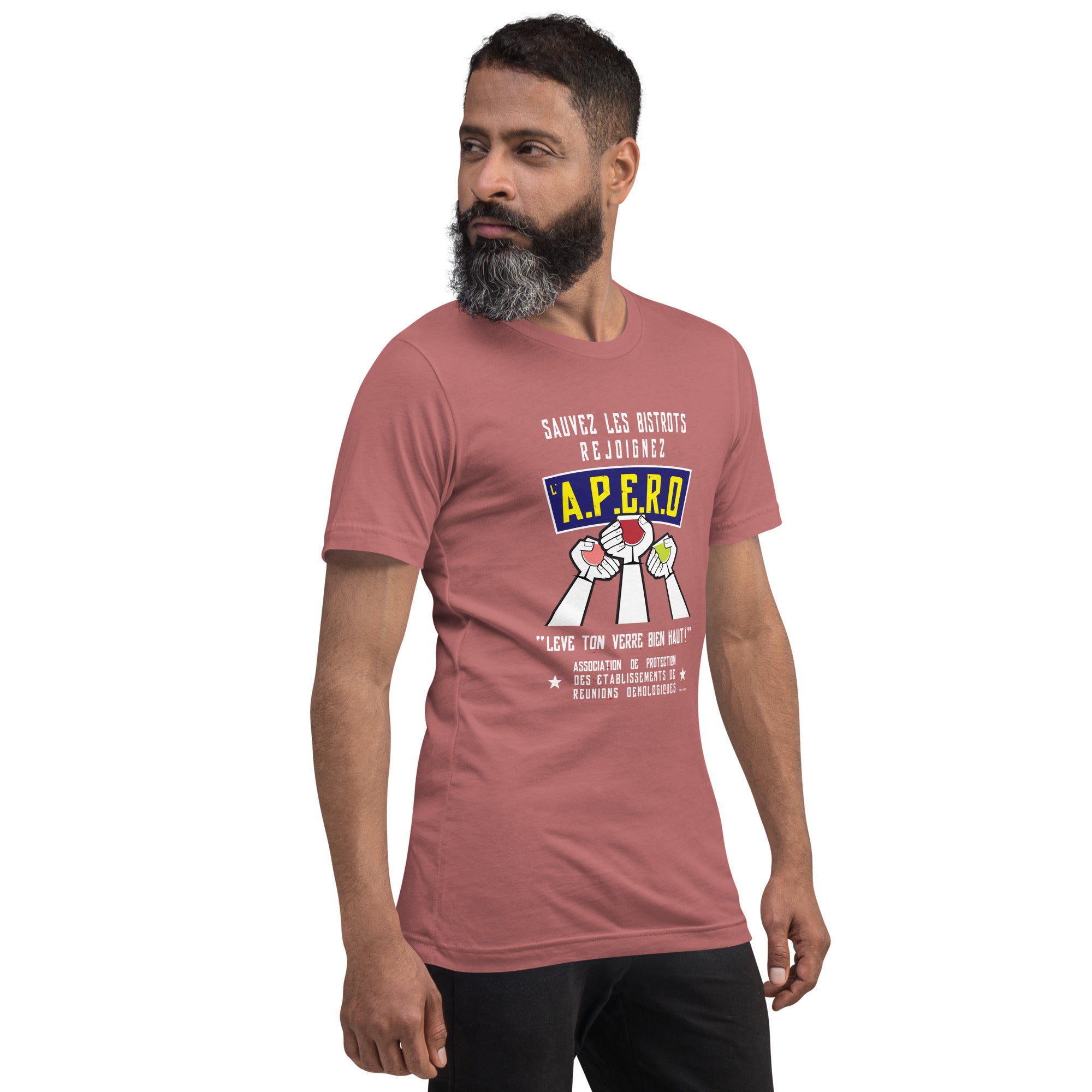 T-shirt en coton unisexe Sauvez les Bistrots, rejoignez l'Apéro sur couleurs vives