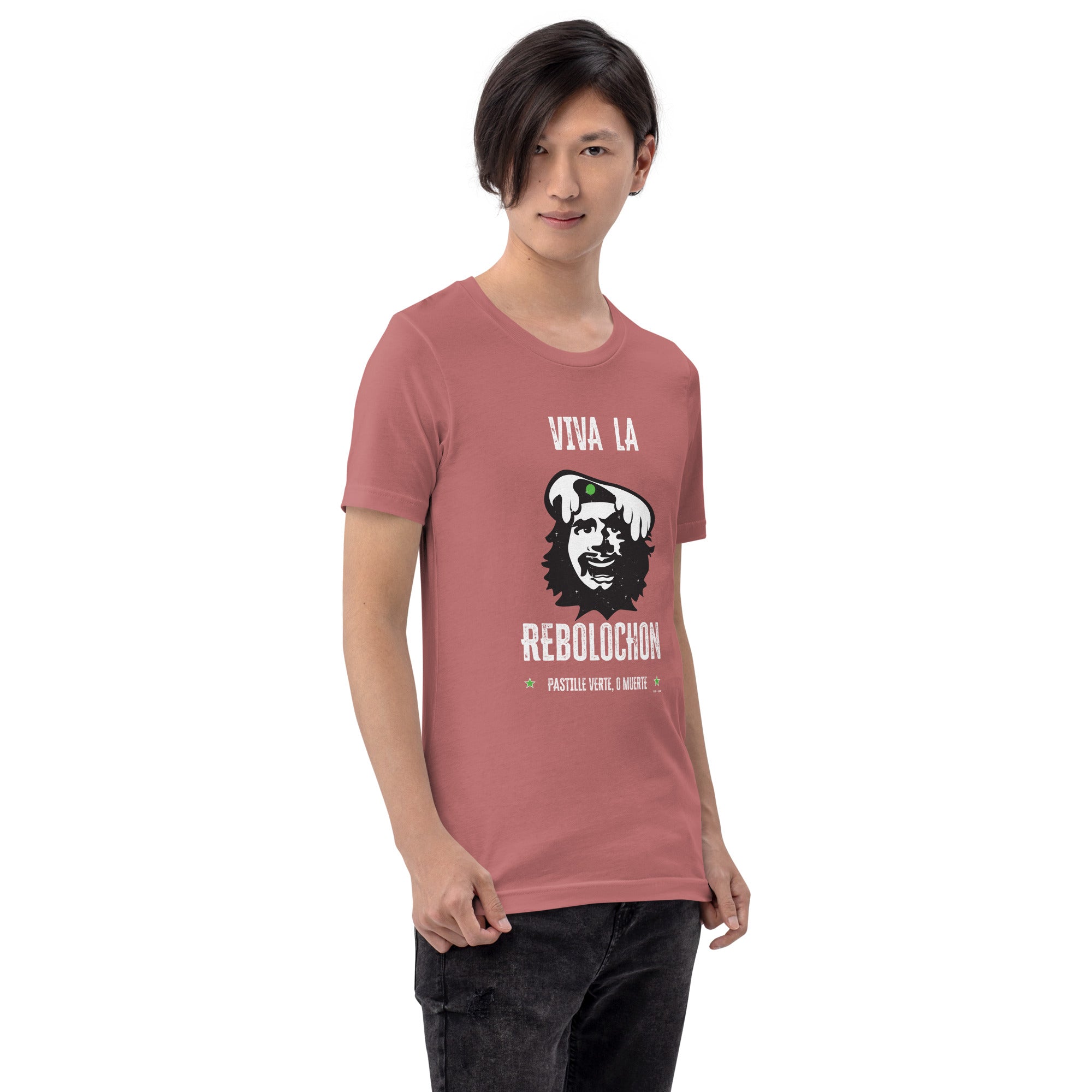 Unisex cotton t-shirt Viva la Rebolochon on bright colors