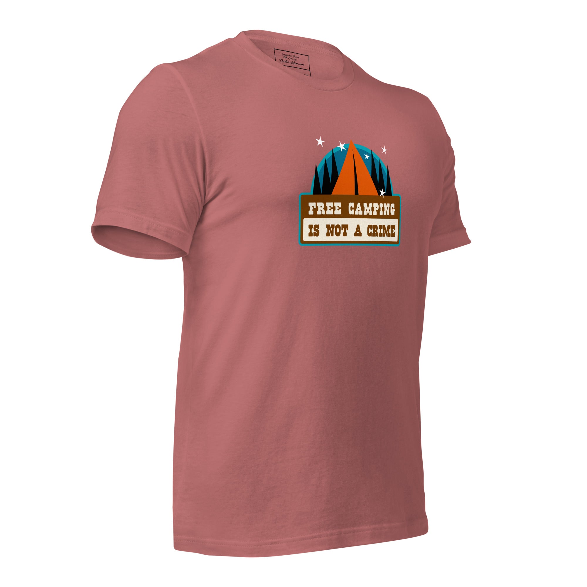 Unisex cotton t-shirt Free Camping is not a Crime on bright colors