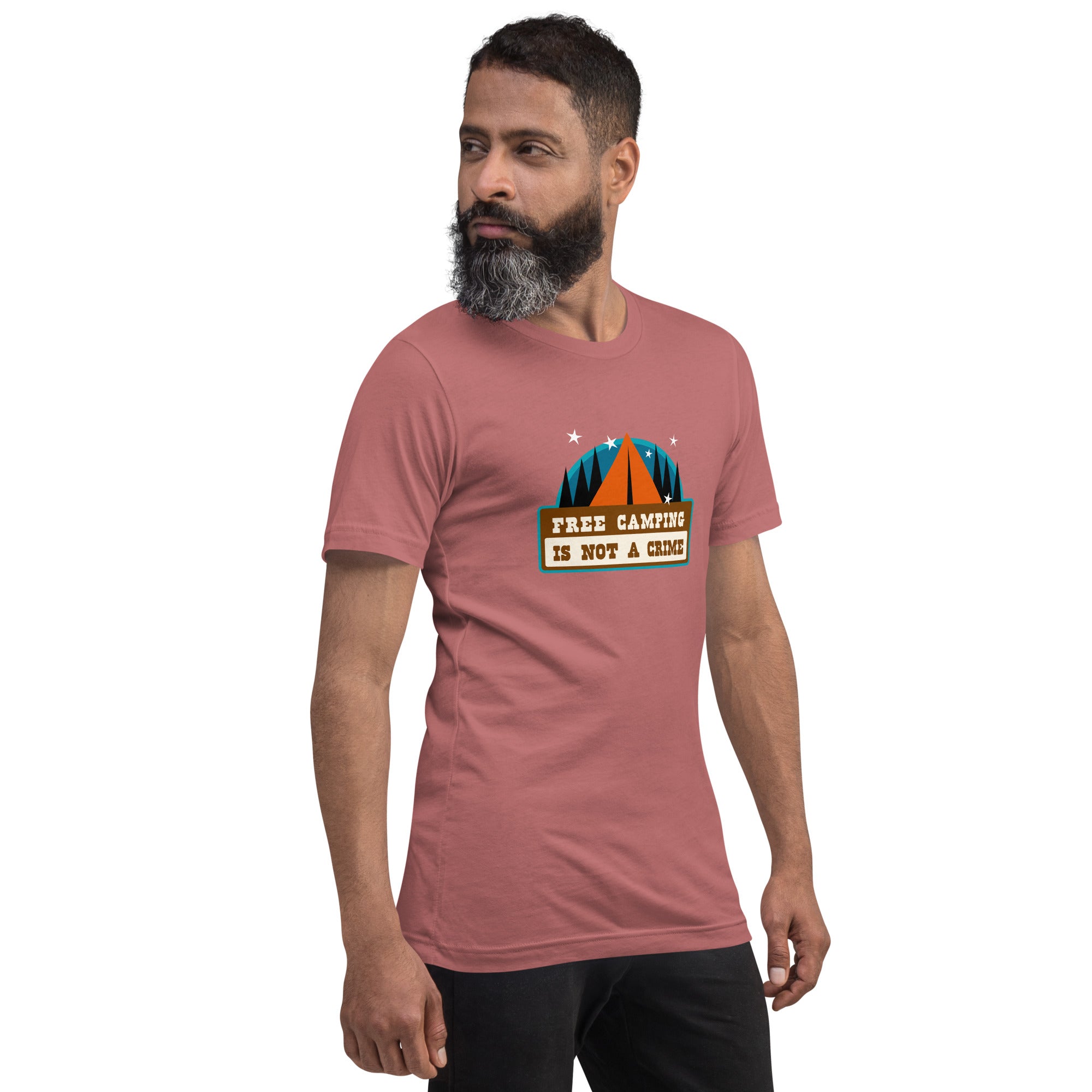 Unisex cotton t-shirt Free Camping is not a Crime on bright colors