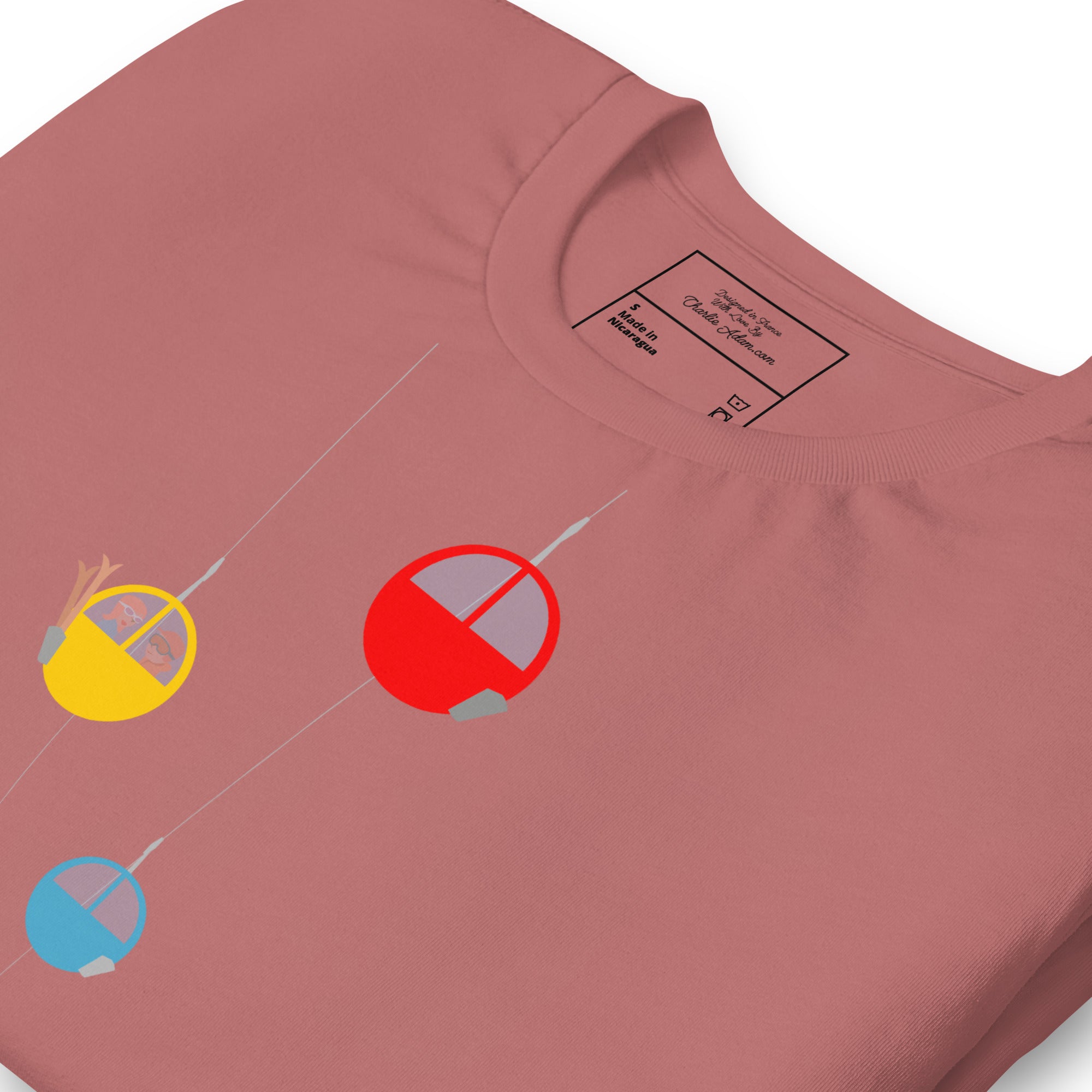 Unisex cotton t-shirt Gondolas in the mist on bright colors