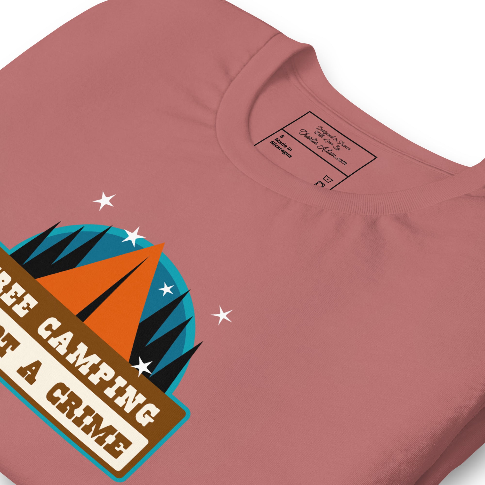 Unisex cotton t-shirt Free Camping is not a Crime on bright colors