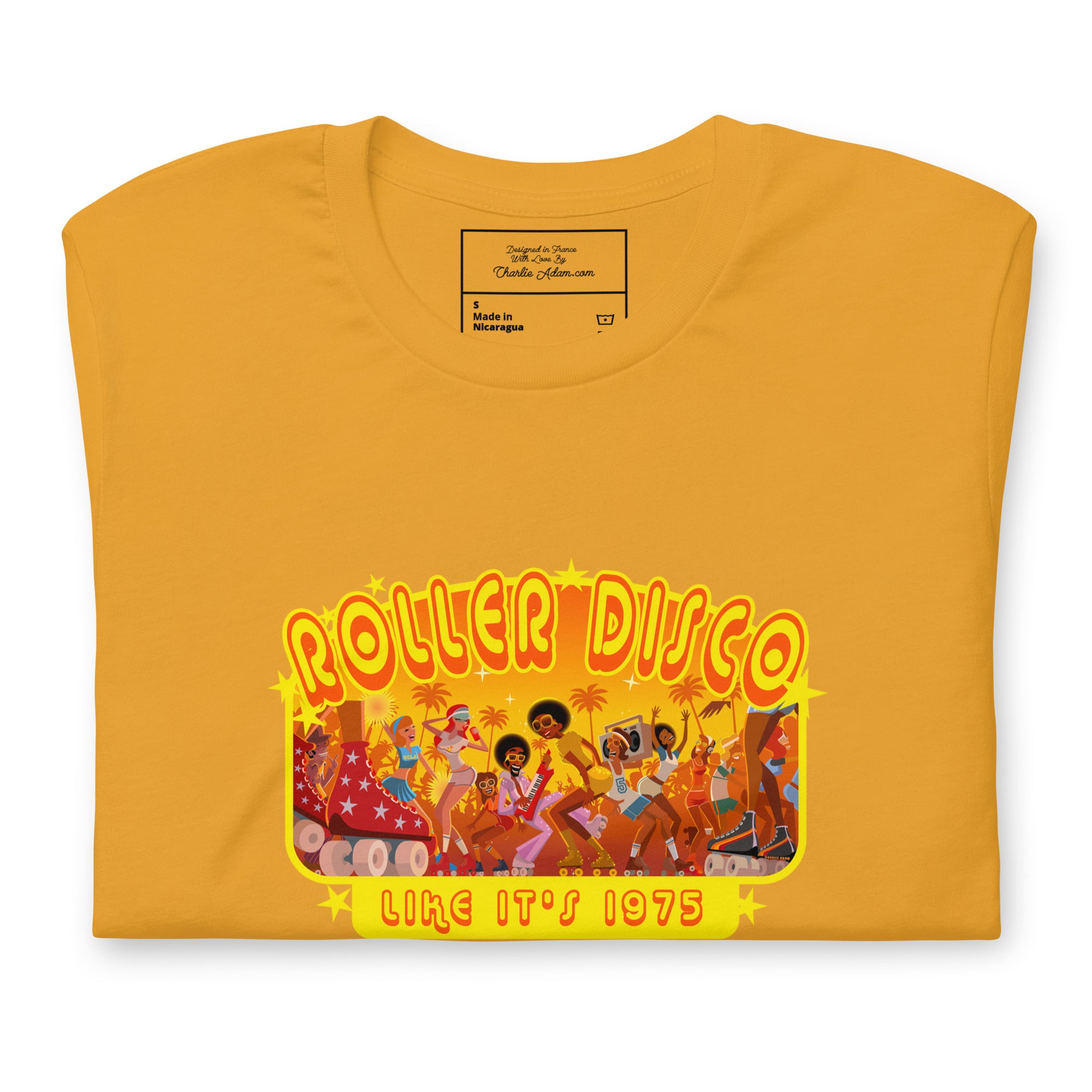 Unisex t-shirt Roller Disco 1975 on bright colors