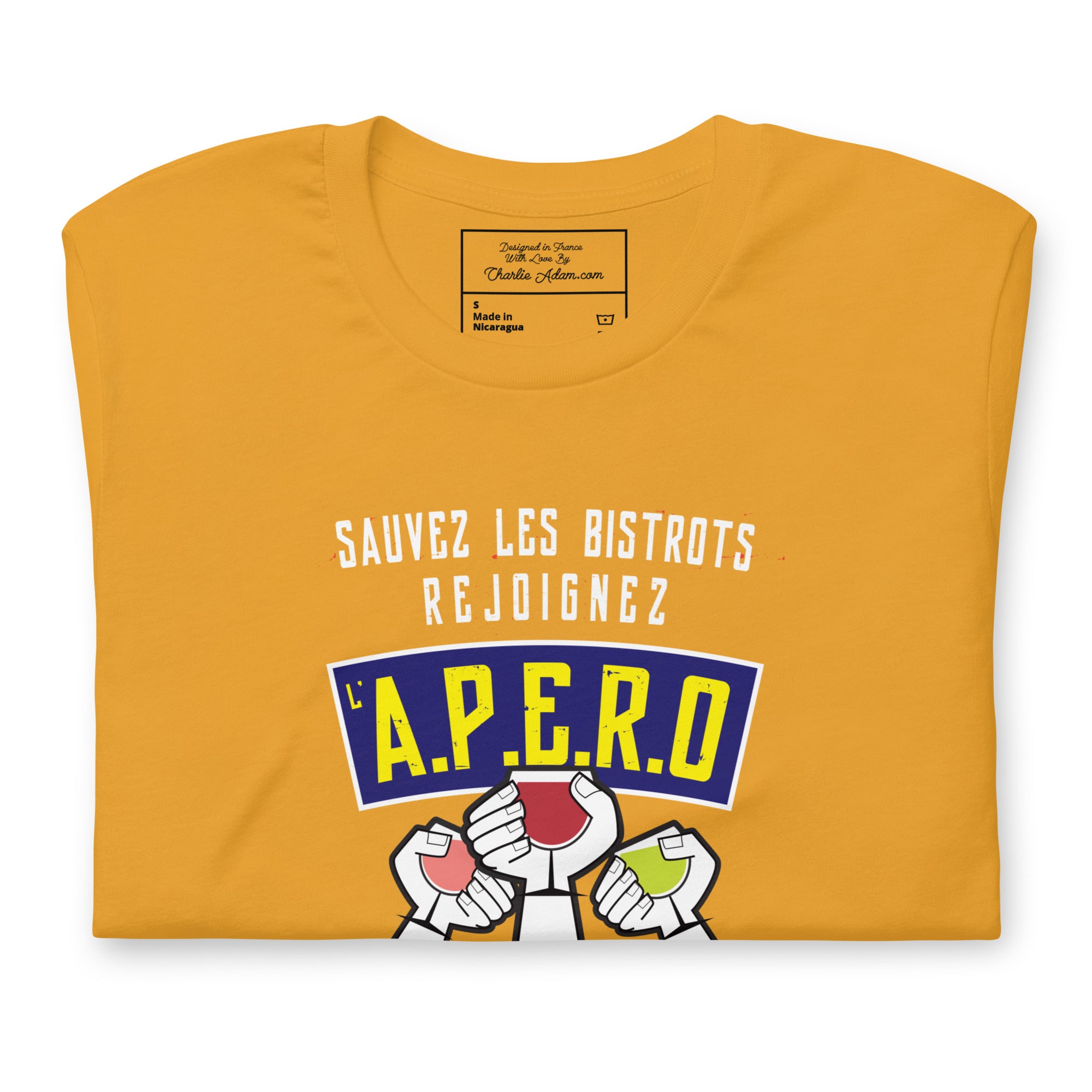 Unisex t-shirt Sauvez les Bistrots, rejoignez l'Apéro on bright colors