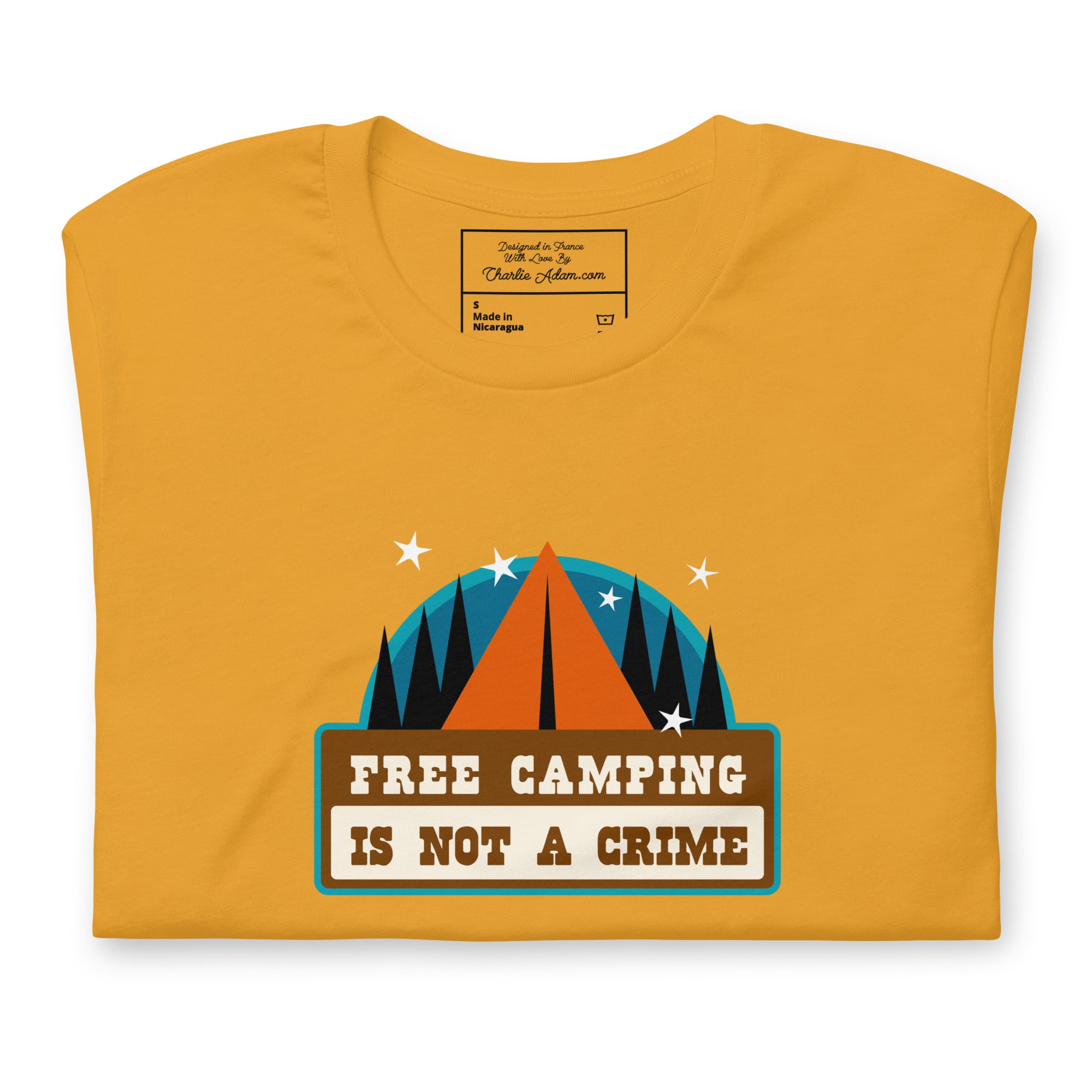 T-shirt en coton unisexe Free camping is not a crime sur couleurs claires