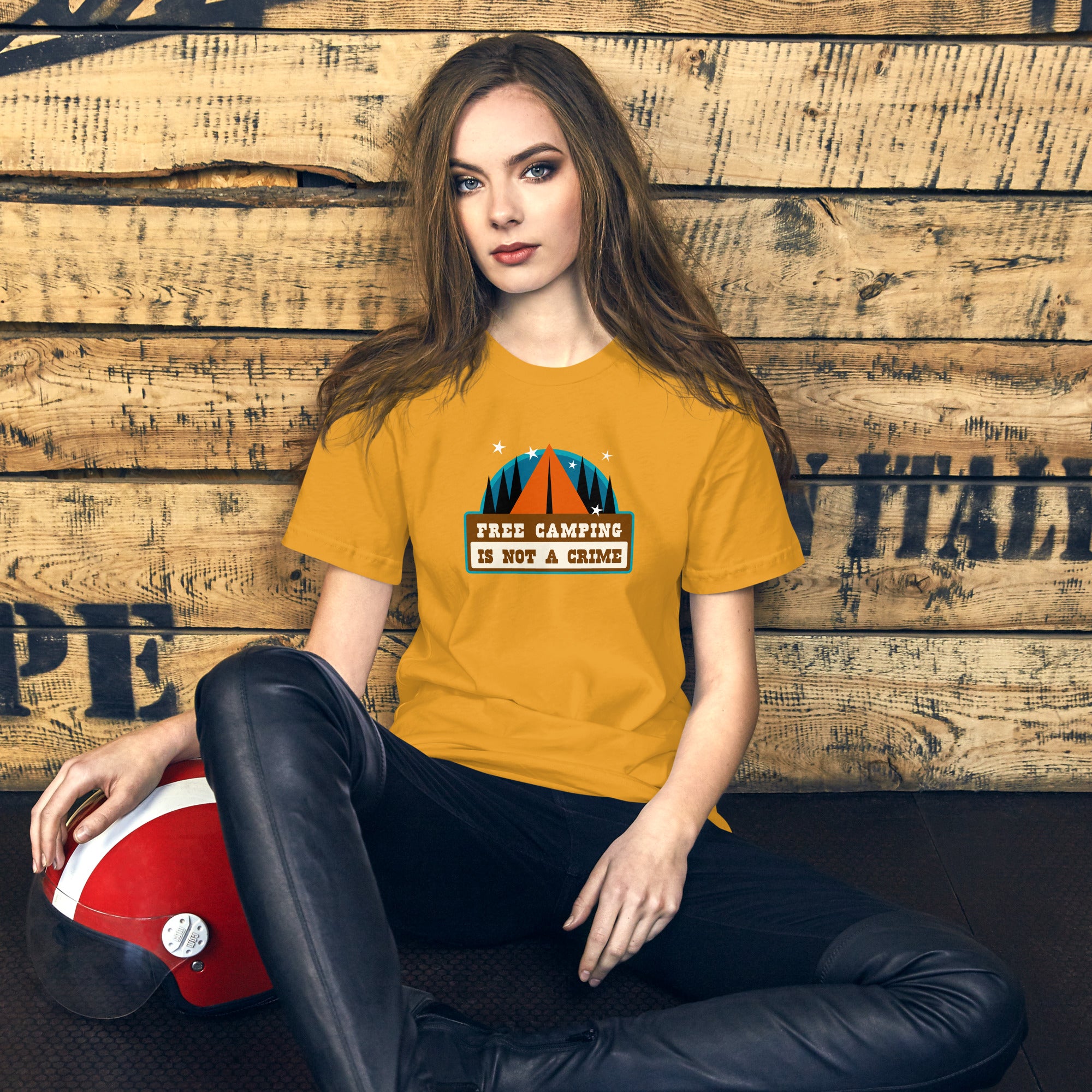 Unisex cotton t-shirt Free Camping is not a Crime on light colors