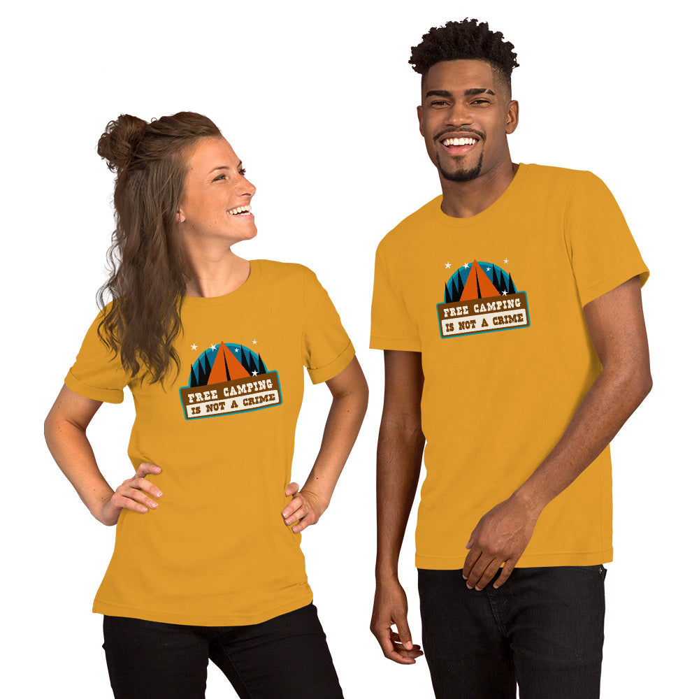 Unisex cotton t-shirt Free Camping is not a Crime on light colors