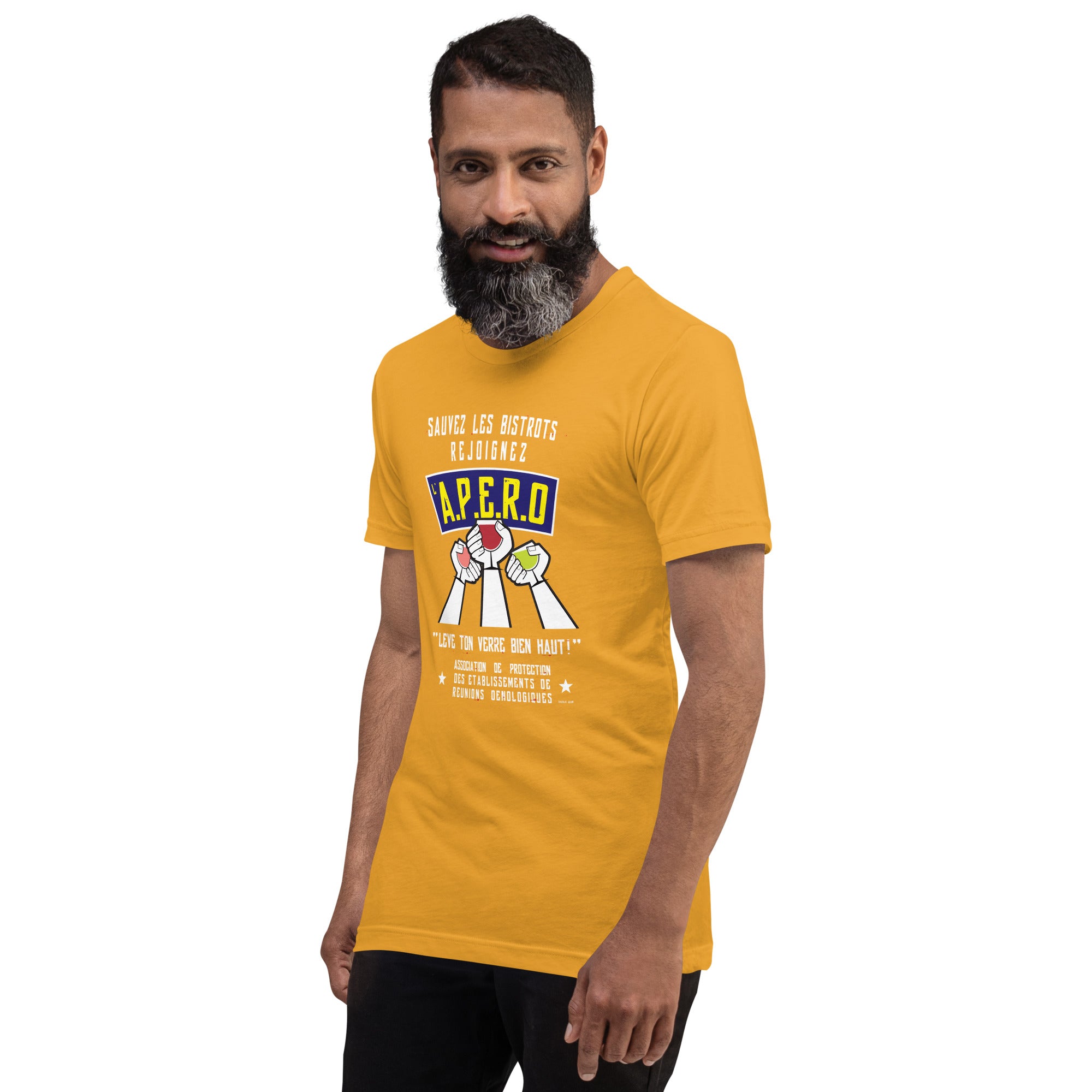 T-shirt en coton unisexe Sauvez les Bistrots, rejoignez l'Apéro sur couleurs vives