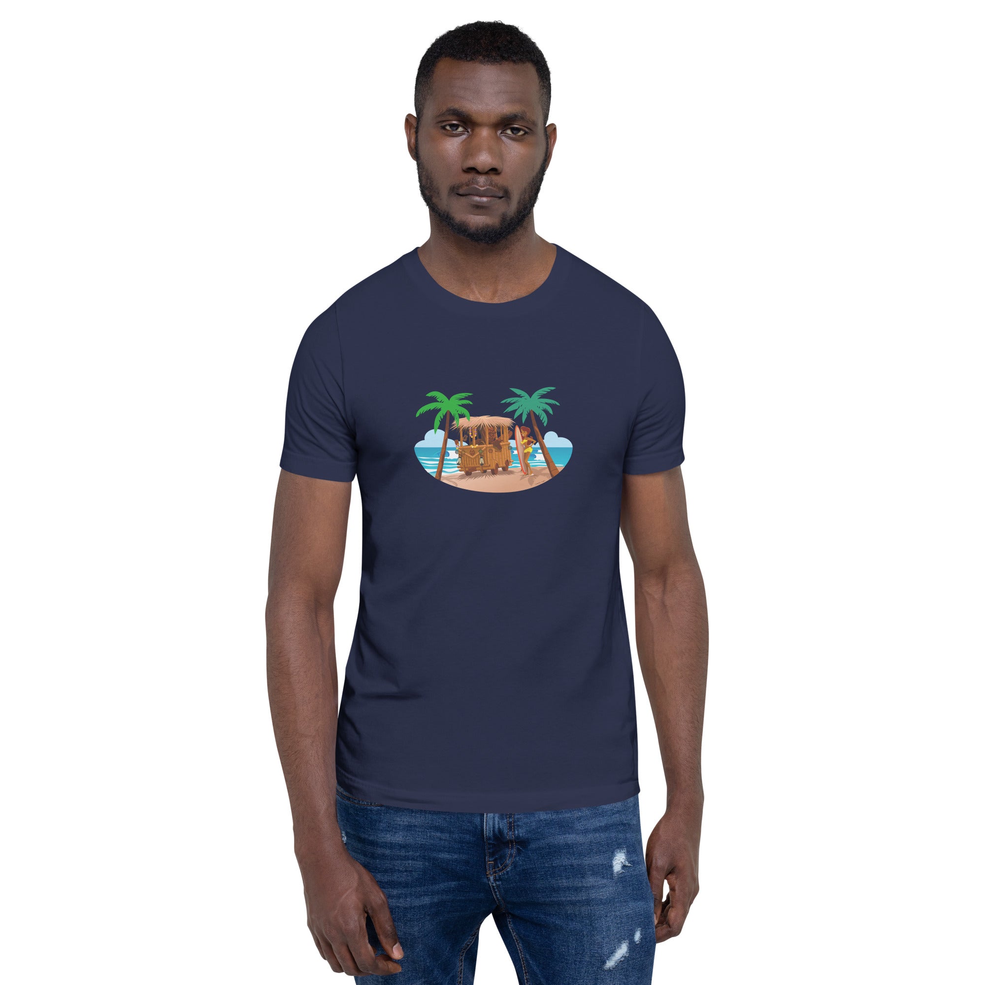 T-shirt en coton unisexe Tiki Kombi sur fond sombre