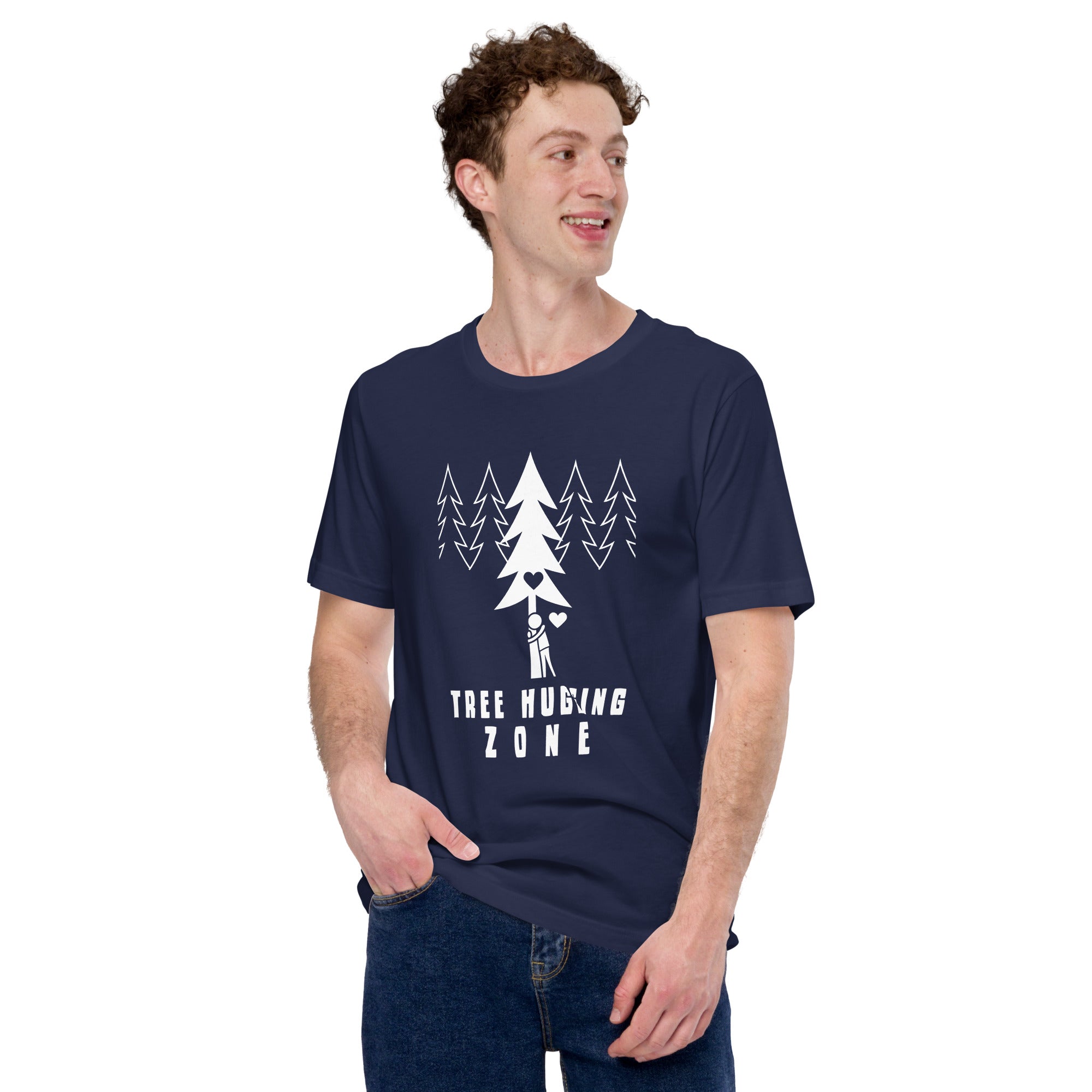 T-shirt en coton unisexe Tree hugging zone sur couleurs foncées