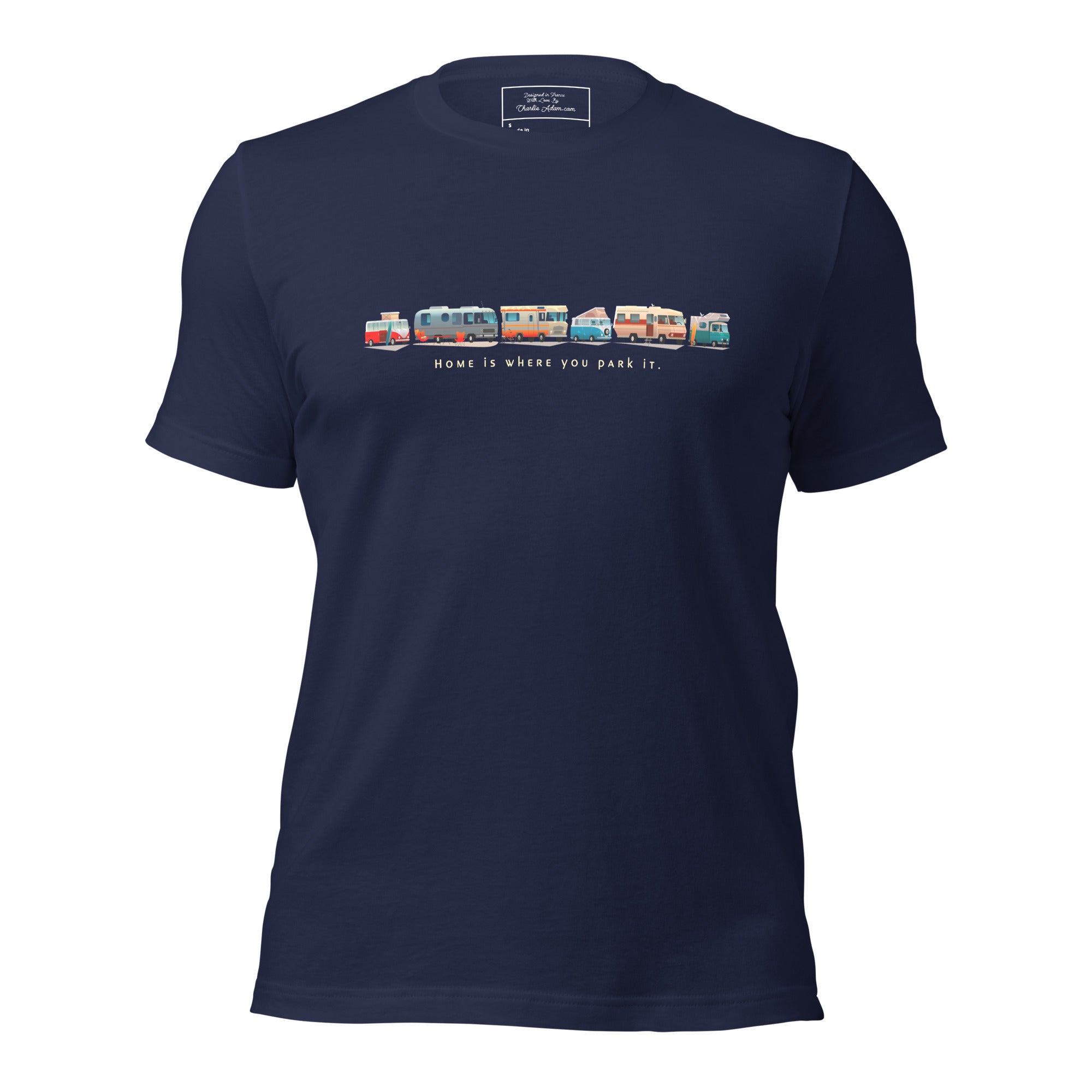 T-shirt en coton unisexe Vintage Campers: Home is where you park it sur couleurs foncées