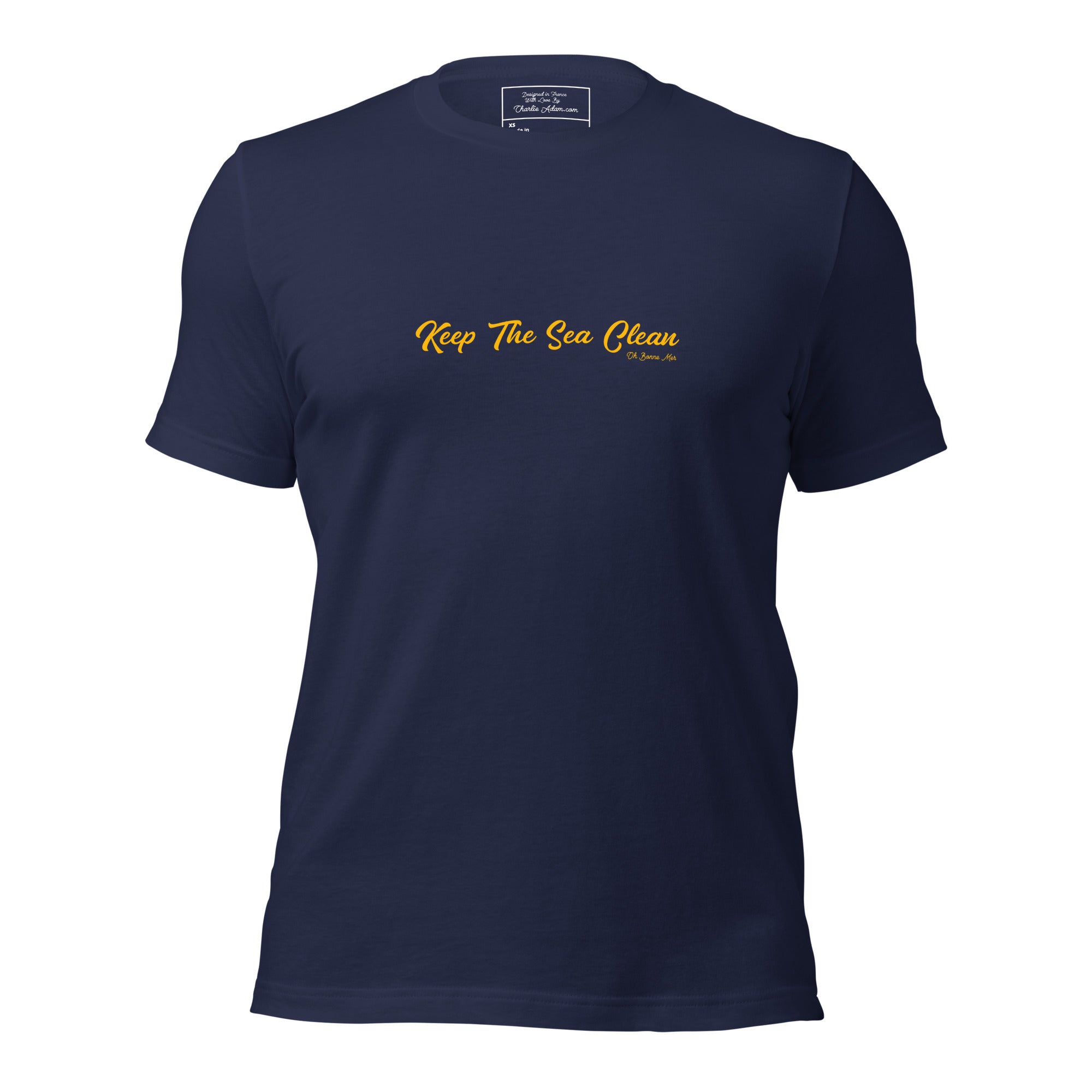 T-shirt en coton unisexe Keep The Sea Clean Gold sur couleurs foncées