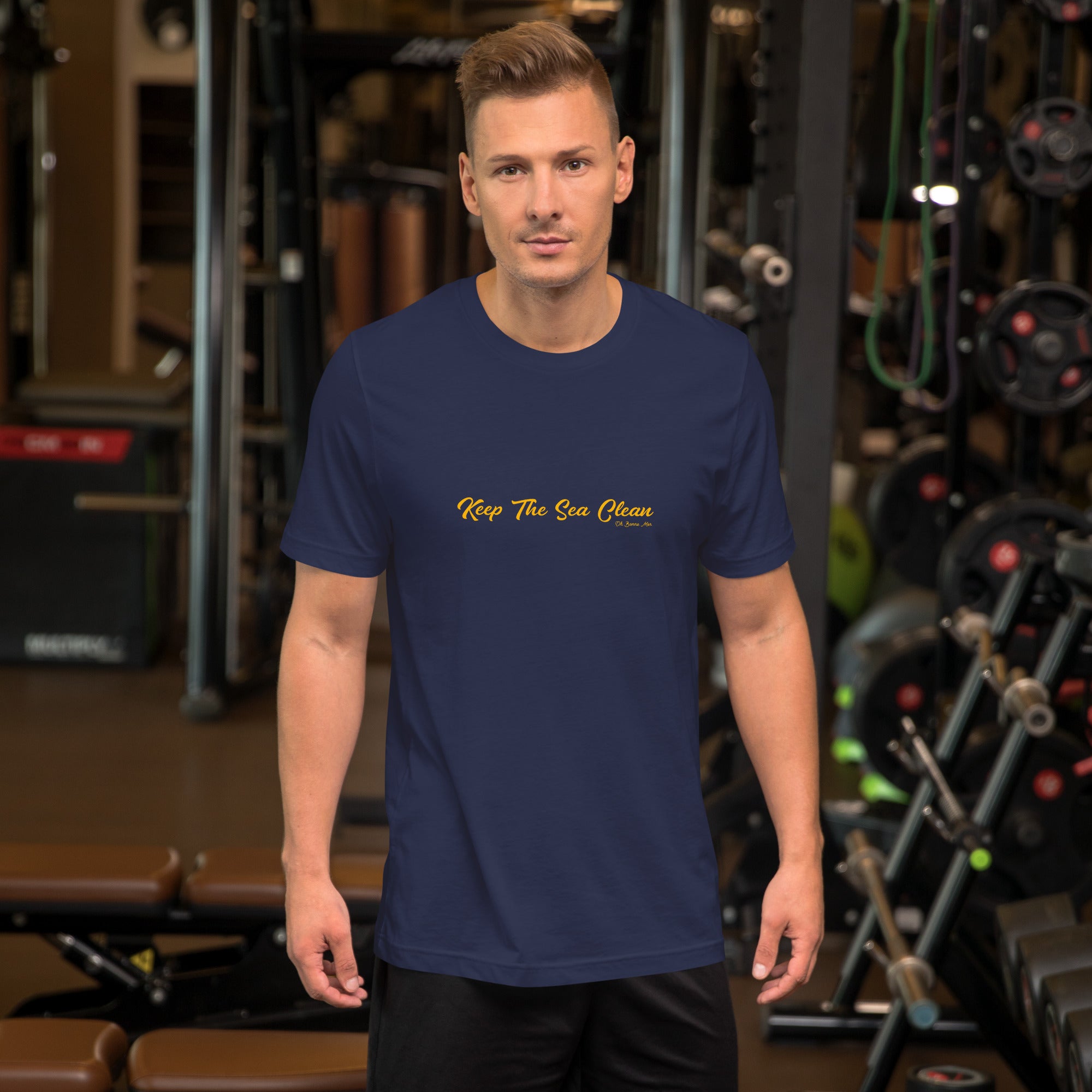 Unisex cotton t-shirt Keep The Sea Clean Gold on dark colors