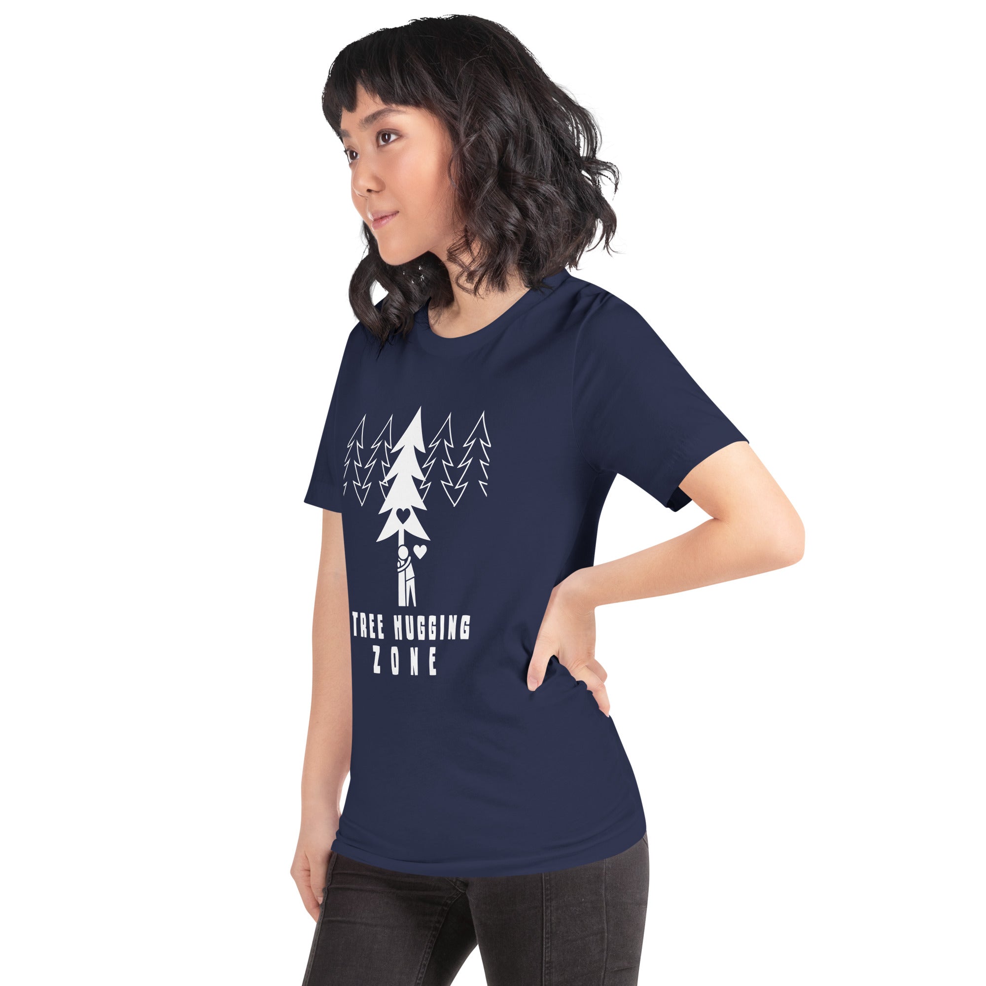 T-shirt en coton unisexe Tree hugging zone sur couleurs foncées