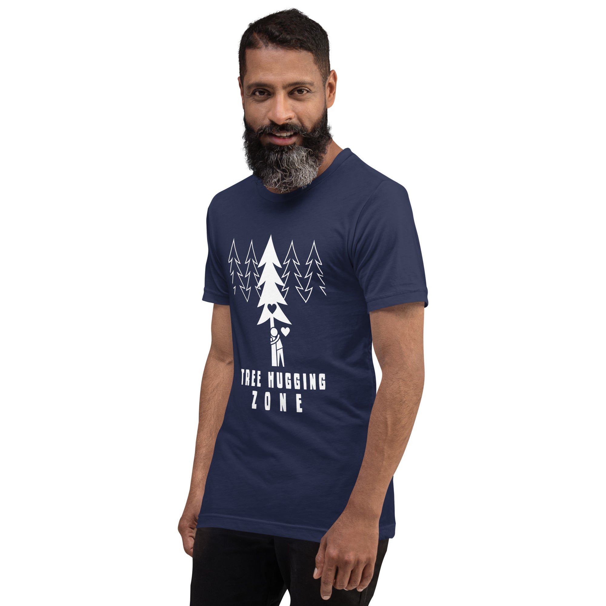 T-shirt en coton unisexe Tree hugging zone sur couleurs foncées