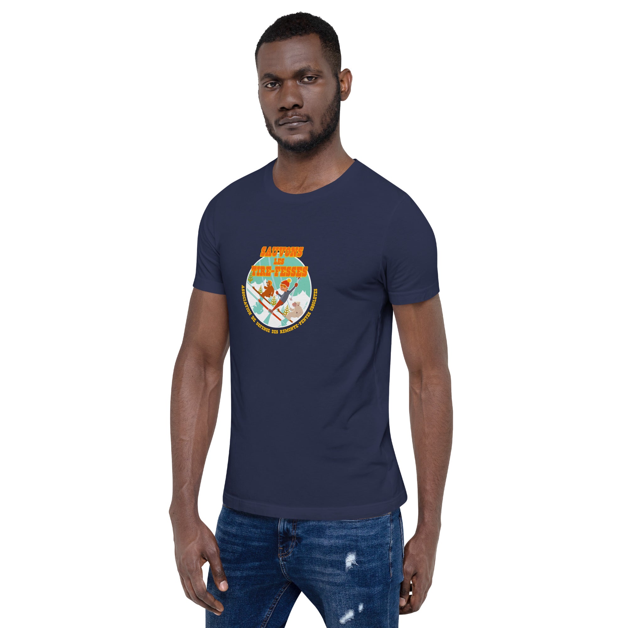 T-shirt en coton unisexe Sauvons les Tires-fesses sur couleurs foncées