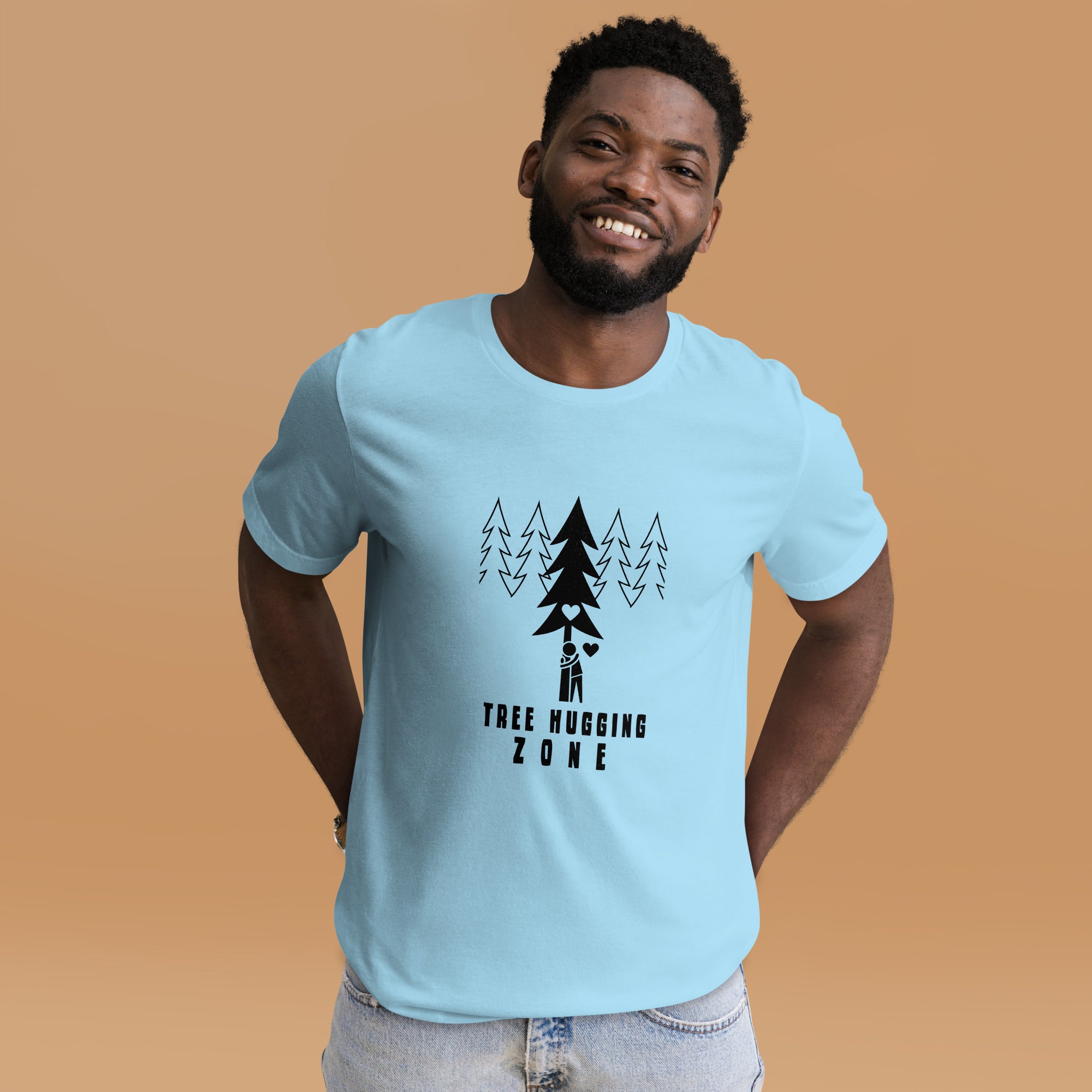 Unisex cotton t-shirt Tree hugging zone on bright colors