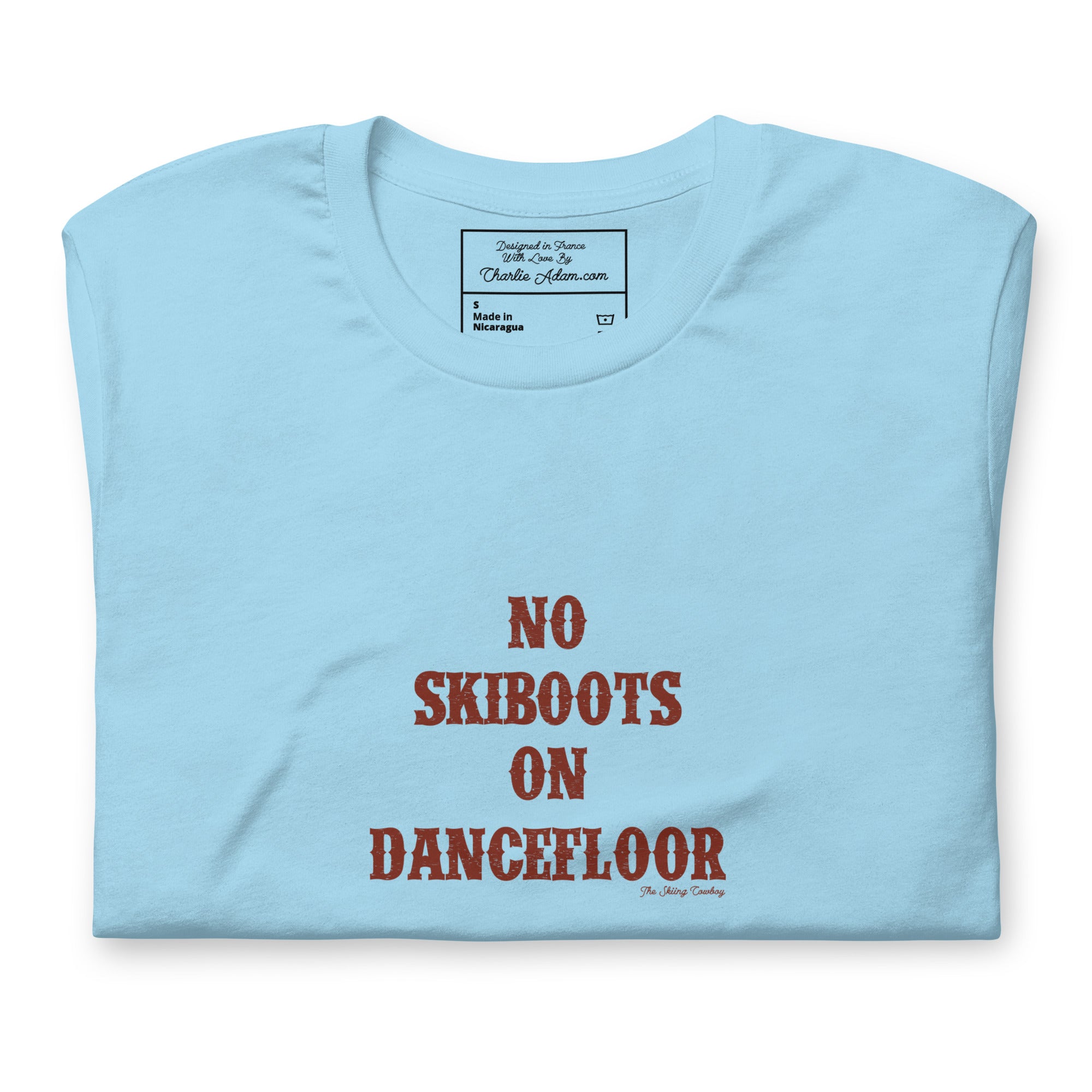 T-shirt en coton unisexe No Skiboots on Dancefloor sur couleurs claires