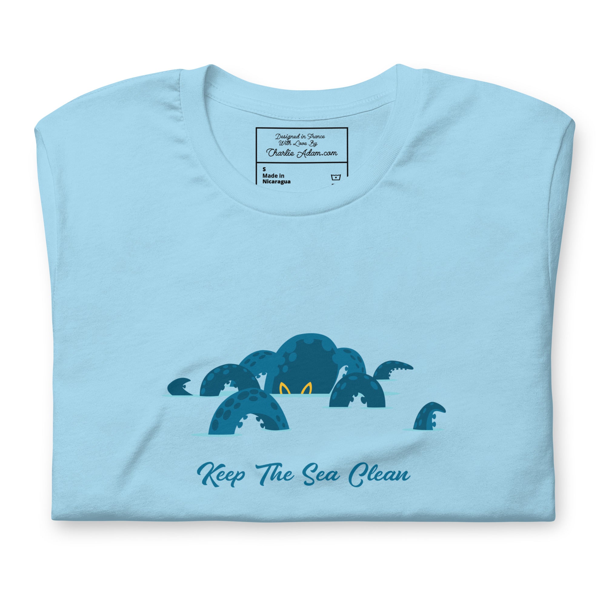 T-shirt en coton unisexe Octopus Blue sur couleurs vives