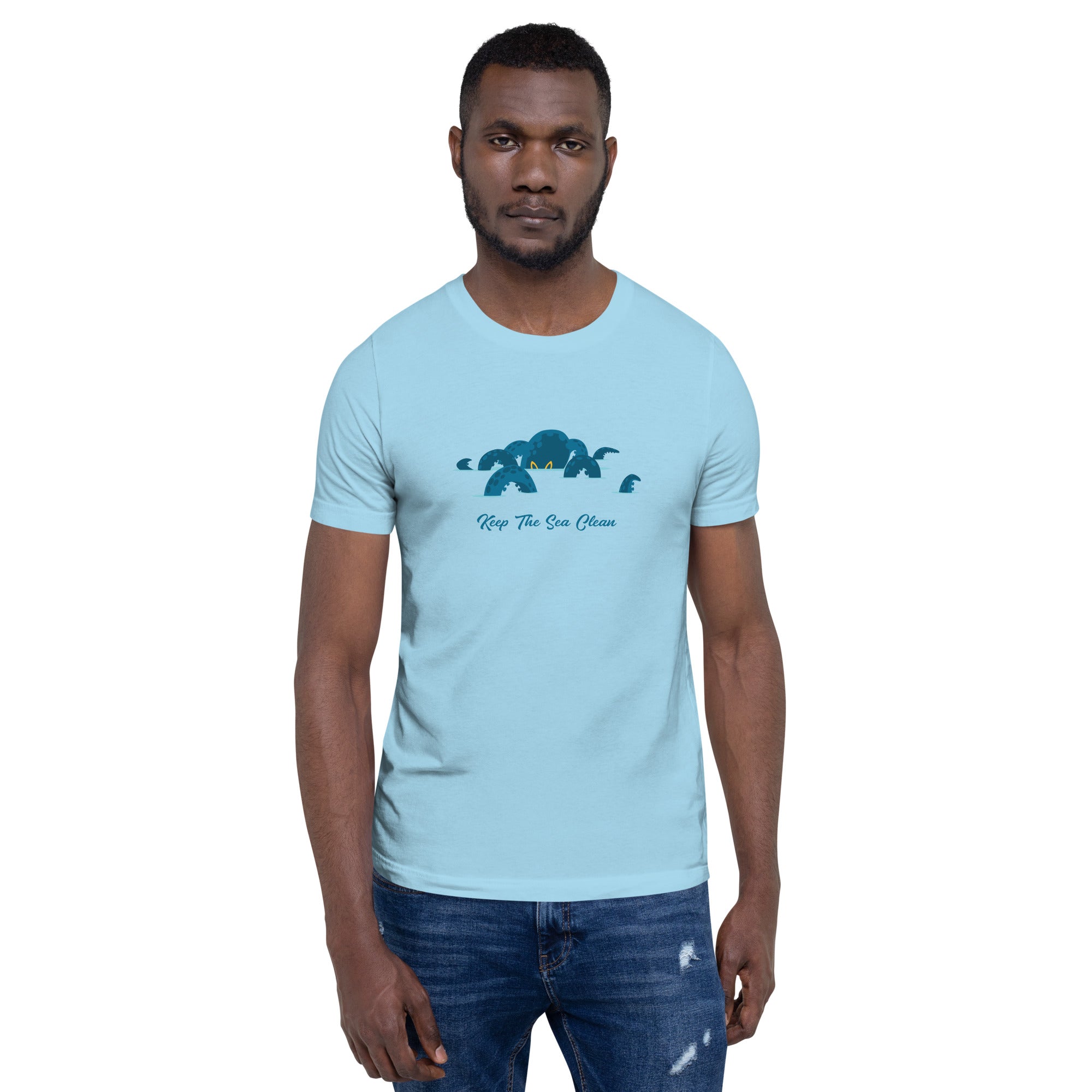 T-shirt en coton unisexe Octopus Blue sur couleurs vives