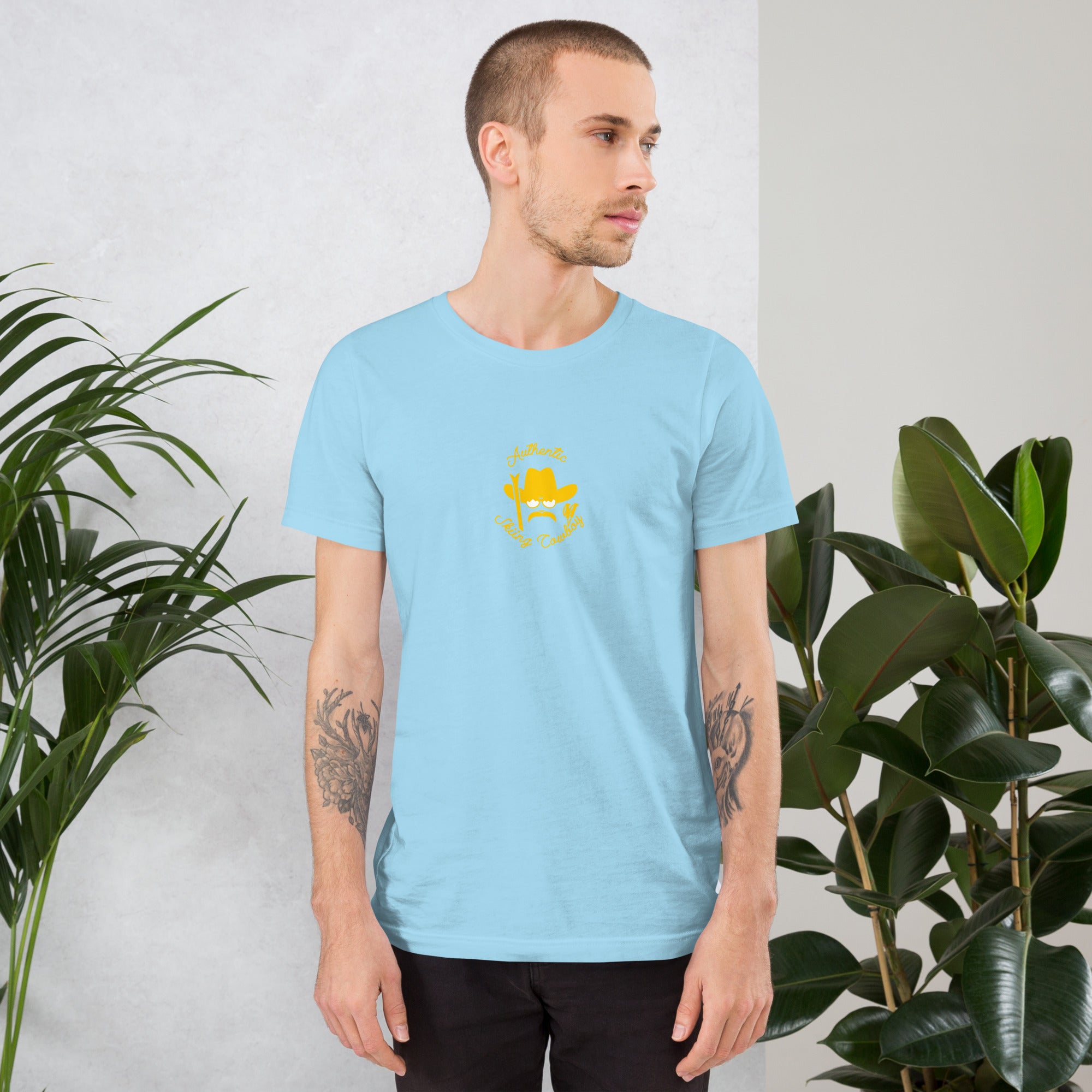 Unisex t-shirt Authentic Skiing Cowboy on bright colors