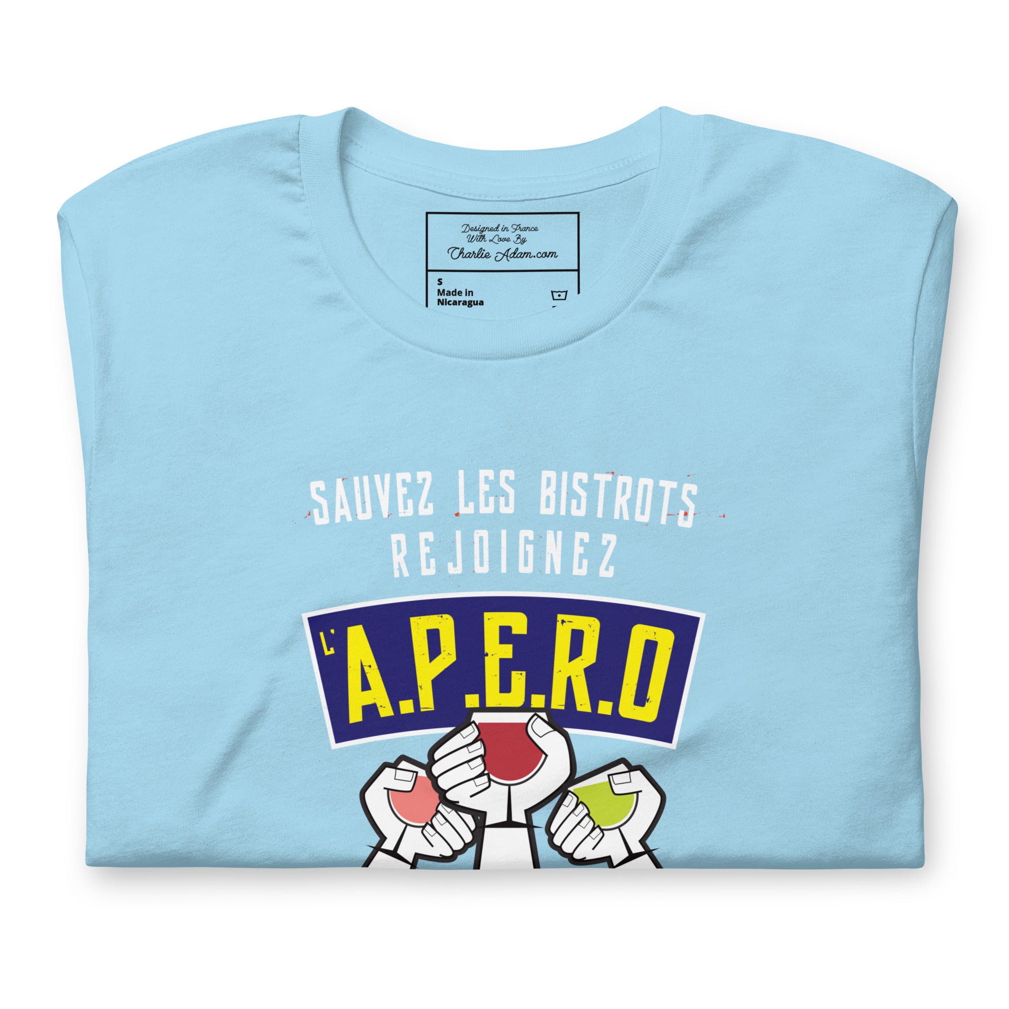 T-shirt en coton unisexe Sauvez les Bistrots, rejoignez l'Apéro sur couleurs vives