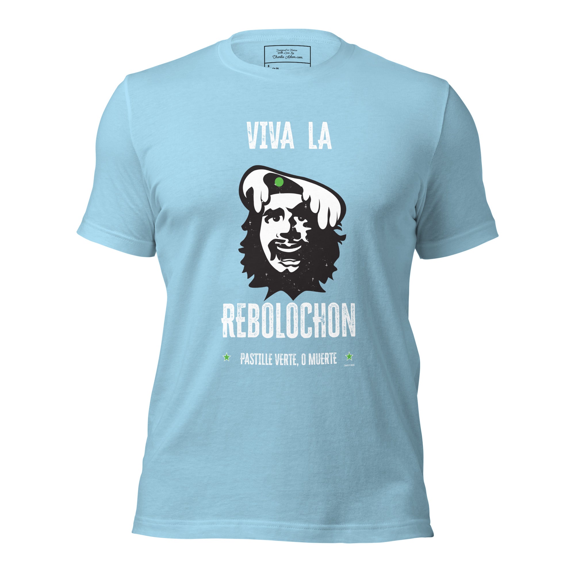 Unisex cotton t-shirt Viva la Rebolochon on bright colors