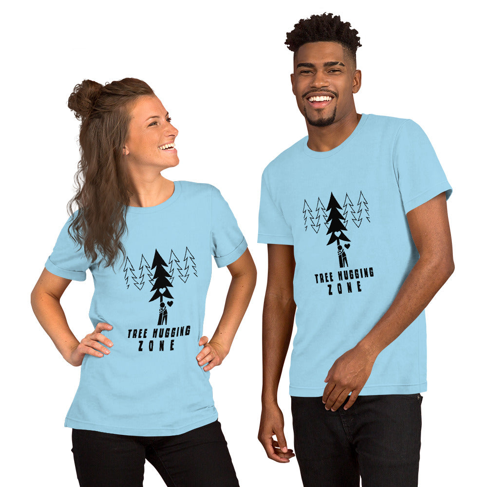 Unisex cotton t-shirt Tree hugging zone on bright colors