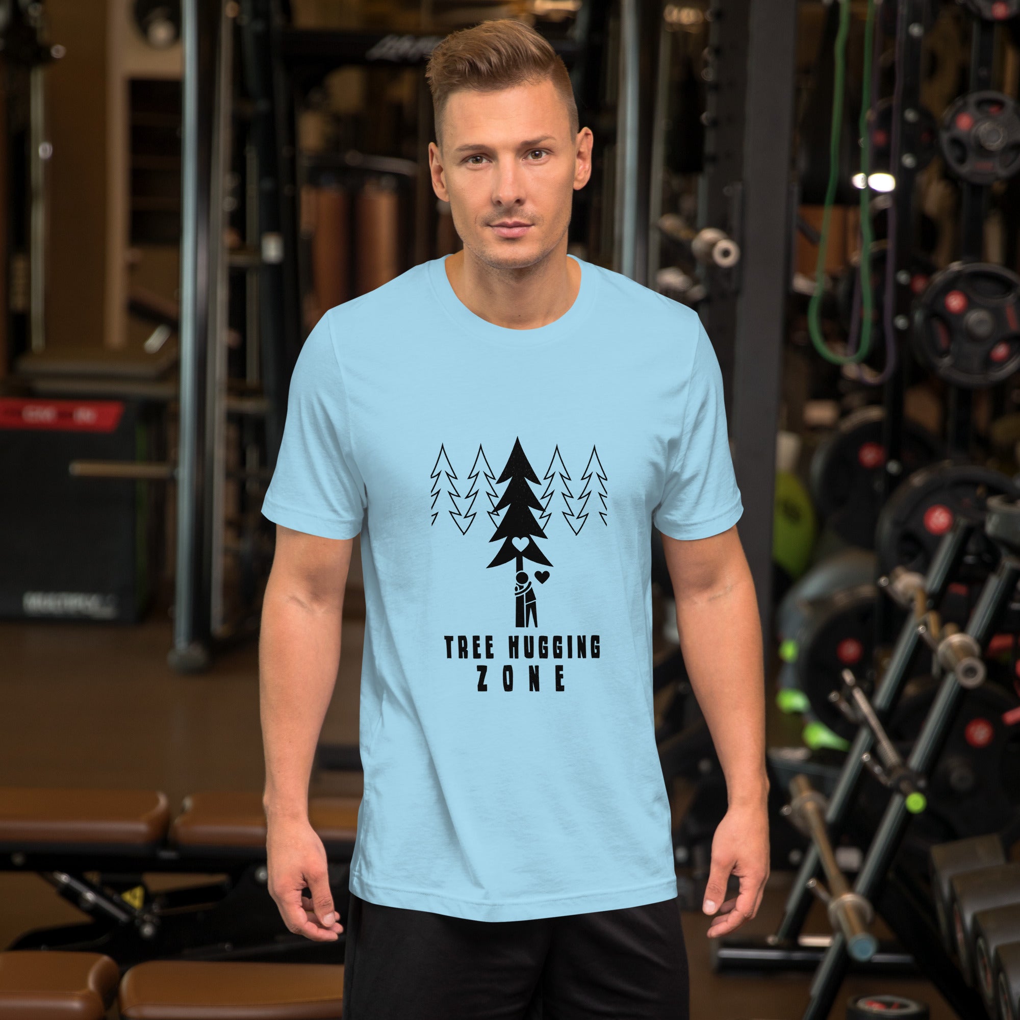 Unisex cotton t-shirt Tree hugging zone on bright colors