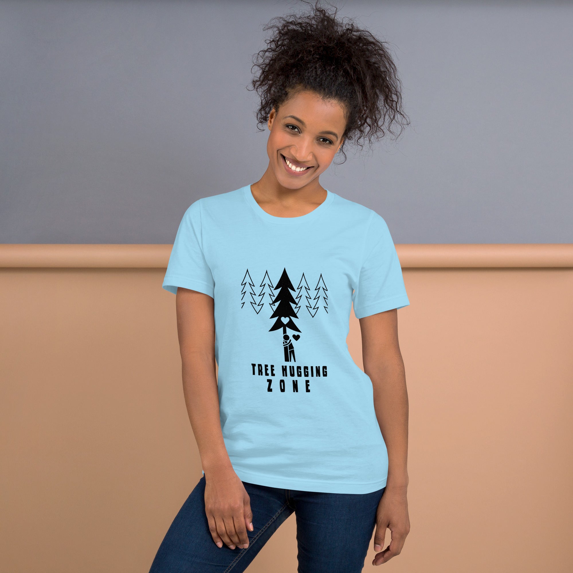 Unisex cotton t-shirt Tree hugging zone on bright colors