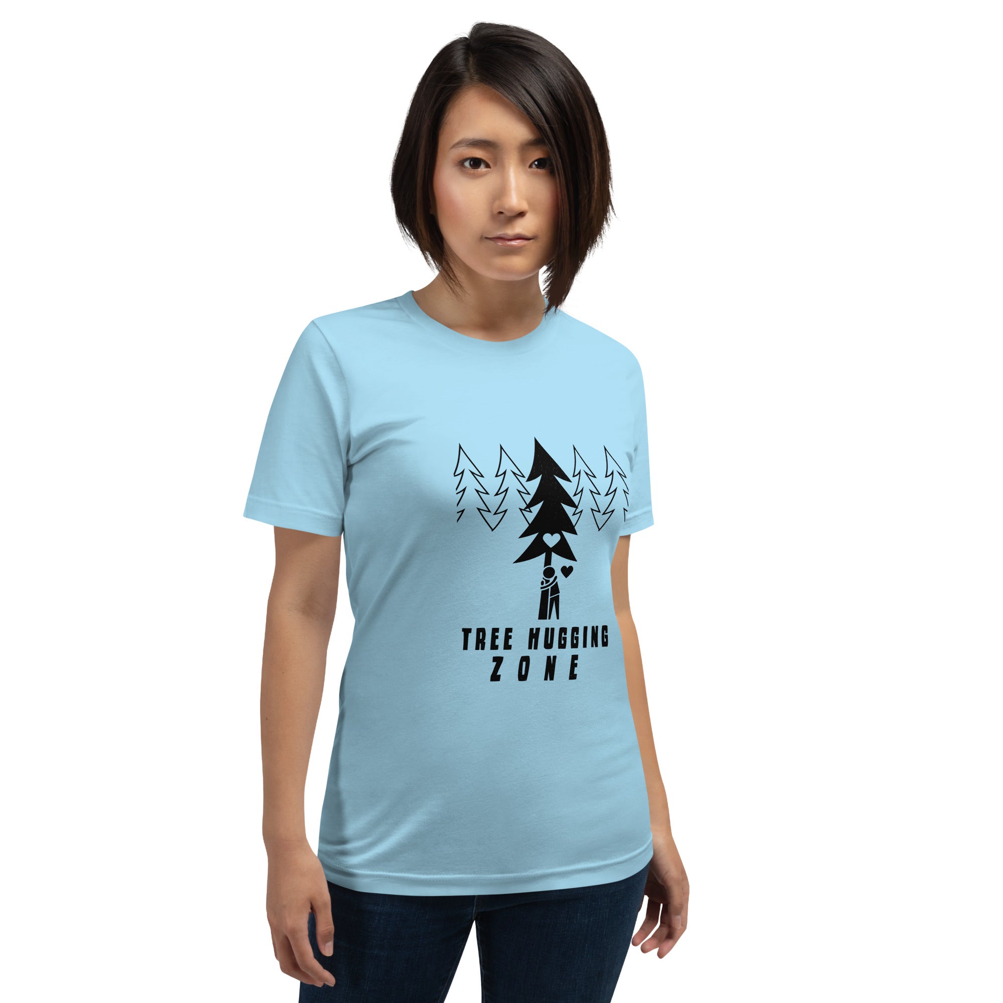 T-shirt en coton unisexe Tree hugging zone sur couleurs vives