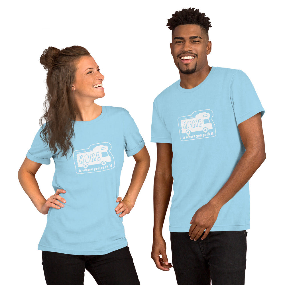 Unisex cotton t-shirt Bold Camper Van on bright colors