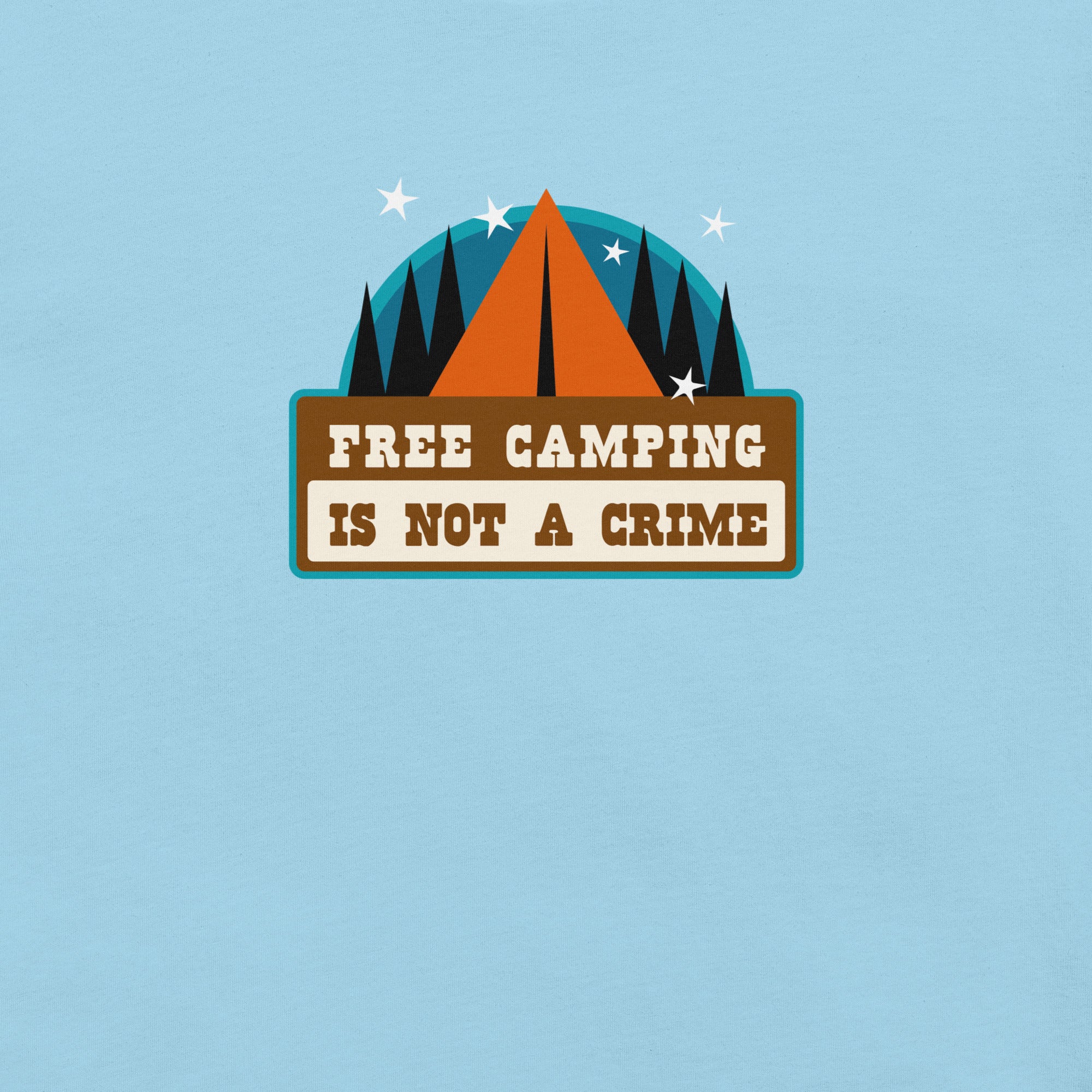 Unisex cotton t-shirt Free Camping is not a Crime on bright colors