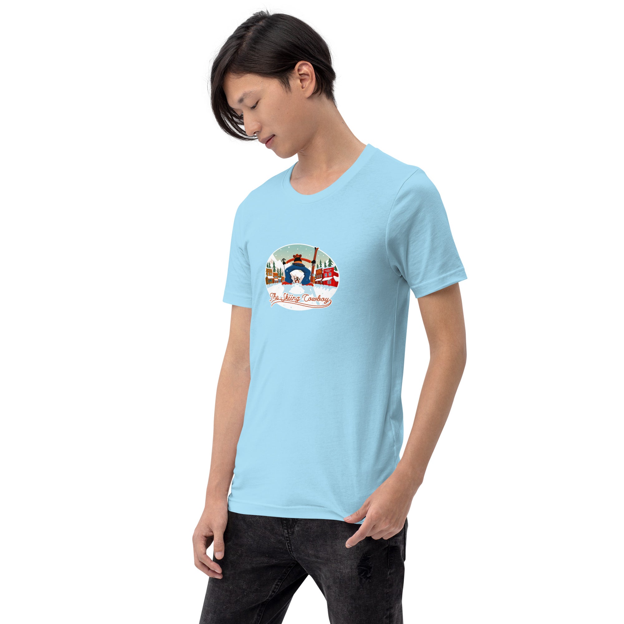 Unisex cotton t-shirt Ski Fight at OK Corral on bright colors