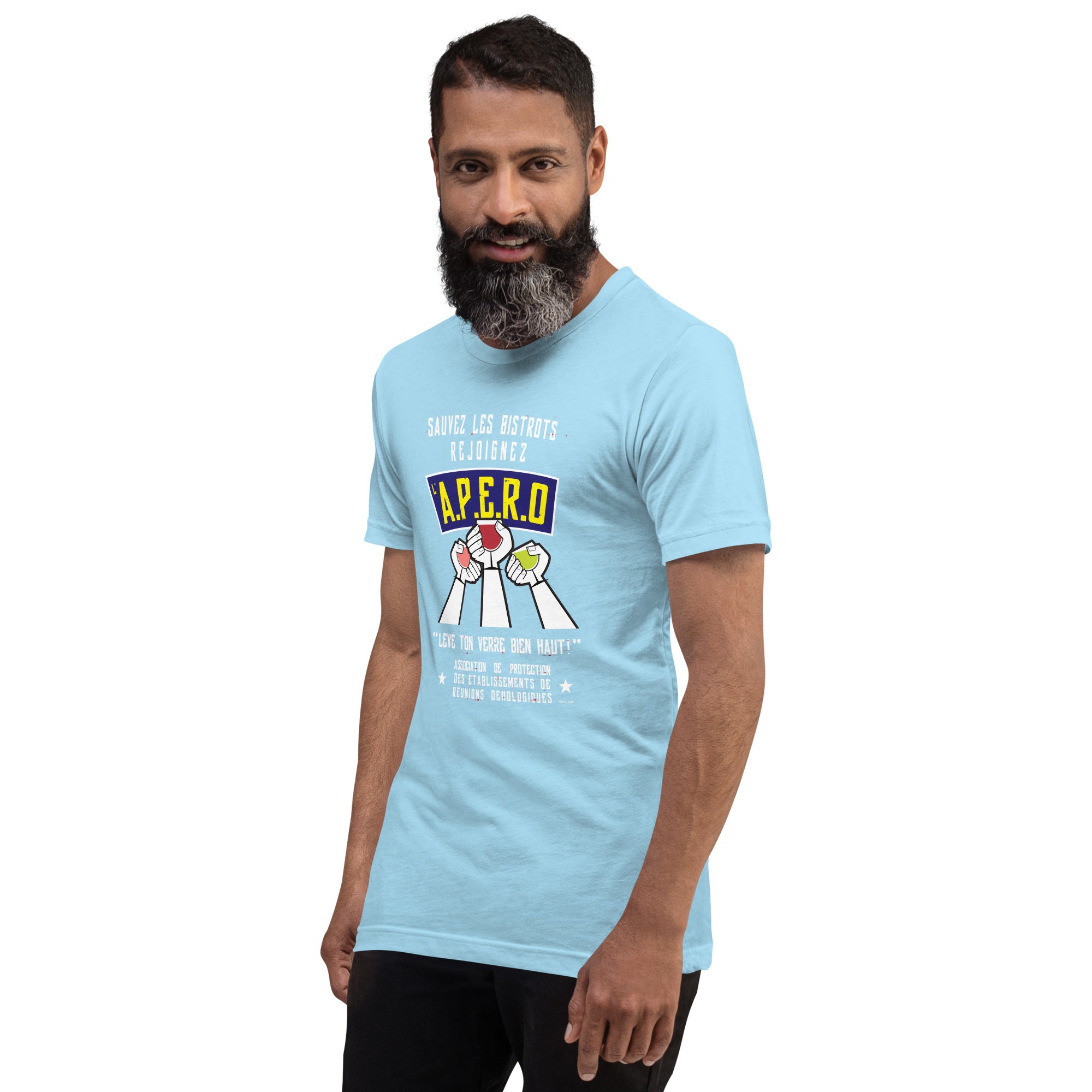 Unisex t-shirt Sauvez les Bistrots, rejoignez l'Apéro on bright colors